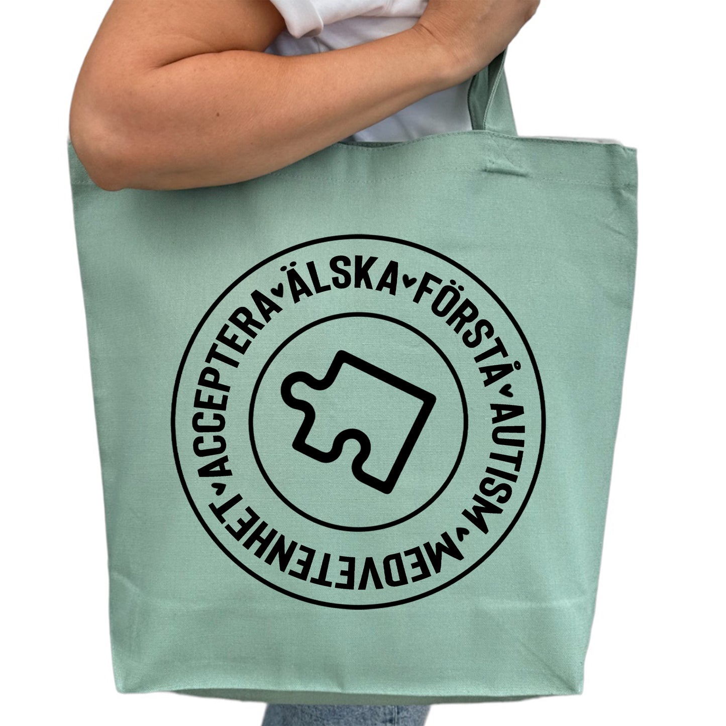 Tygpåse för Autism Medvetenhet – Acceptera, Älska & Förstå-Lovely Text
