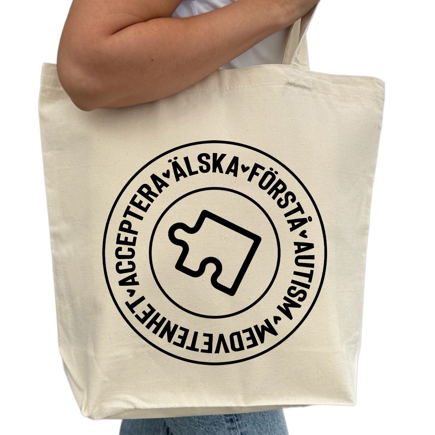 Tygpåse för Autism Medvetenhet – Acceptera, Älska & Förstå-Lovely Text