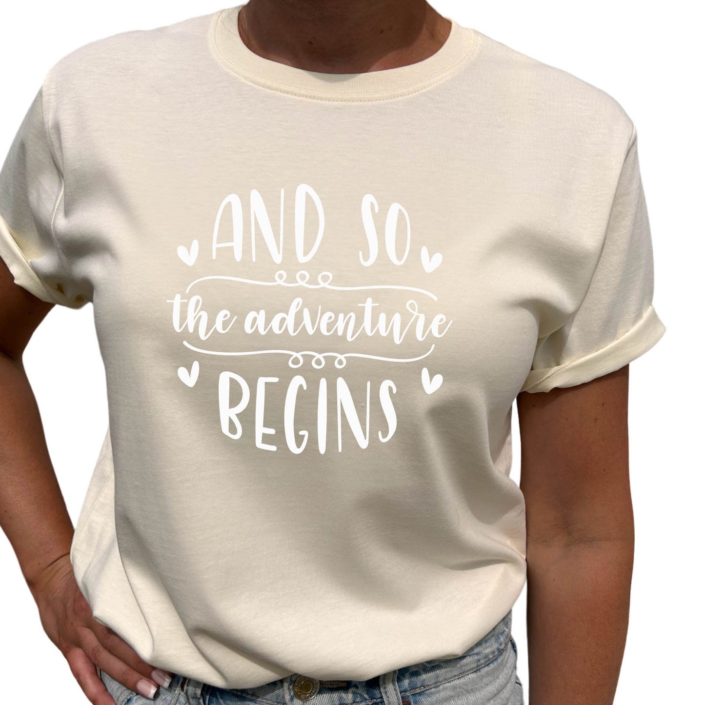 And So The Adventure Begins T-shirt-Lovely Text