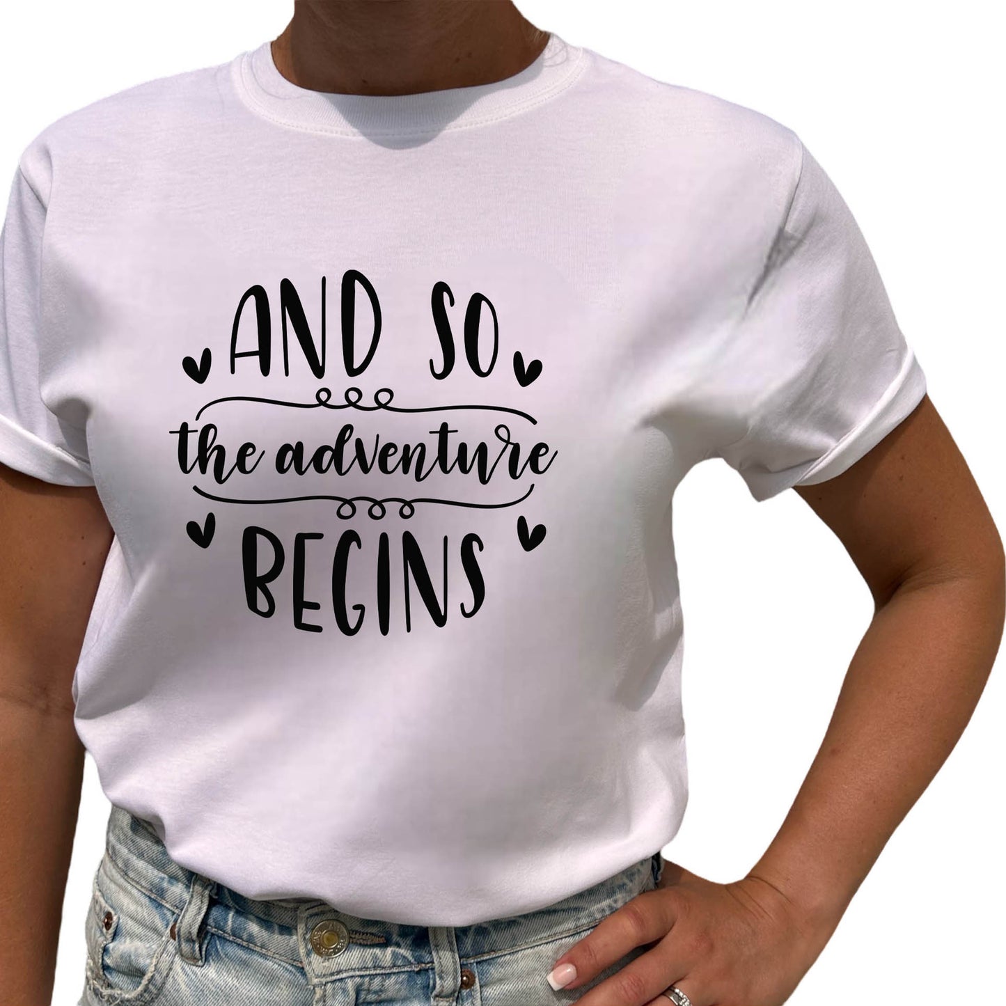 And So The Adventure Begins T-shirt-Lovely Text