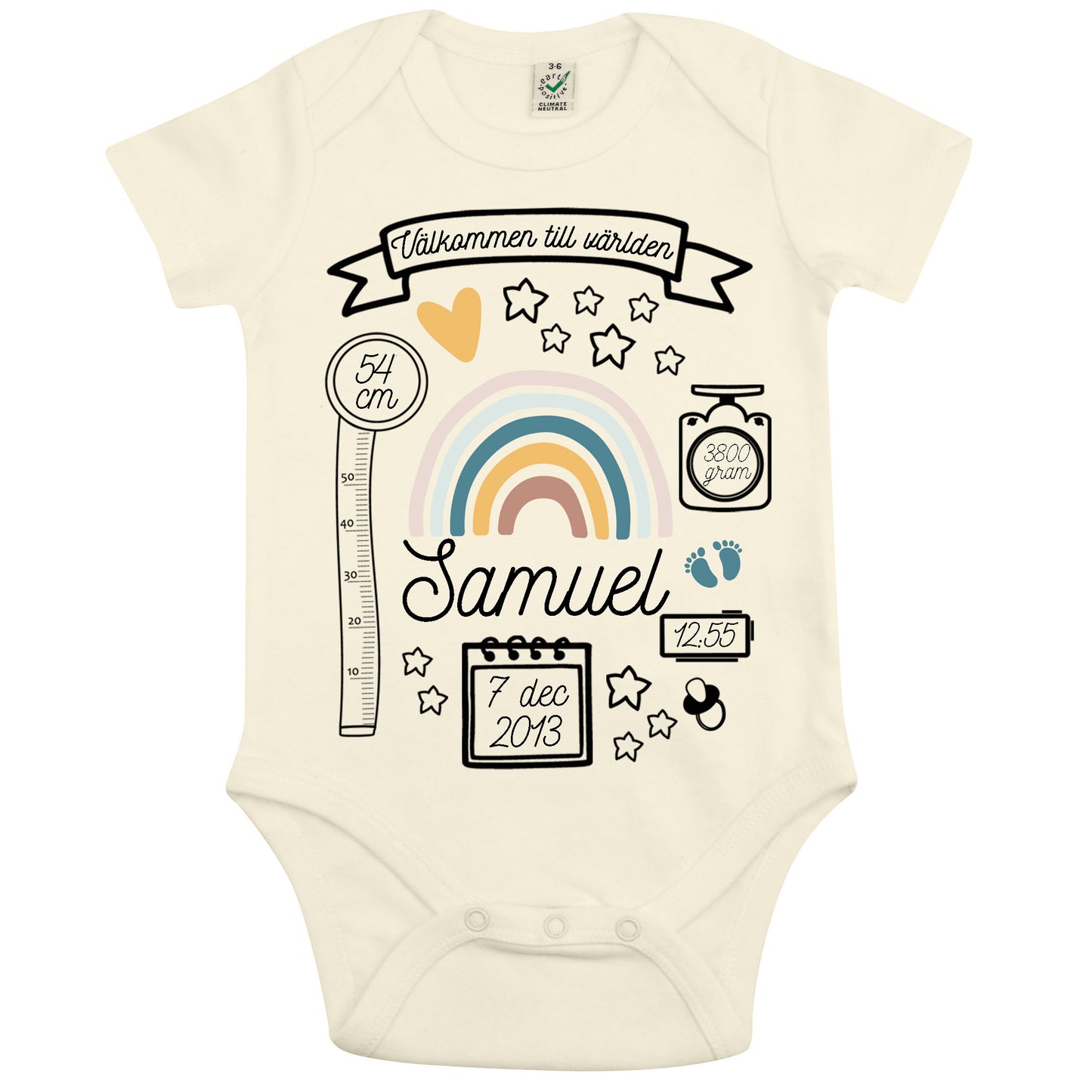 Välkommen till Världen Babybody Nyfödd-Lovely Text