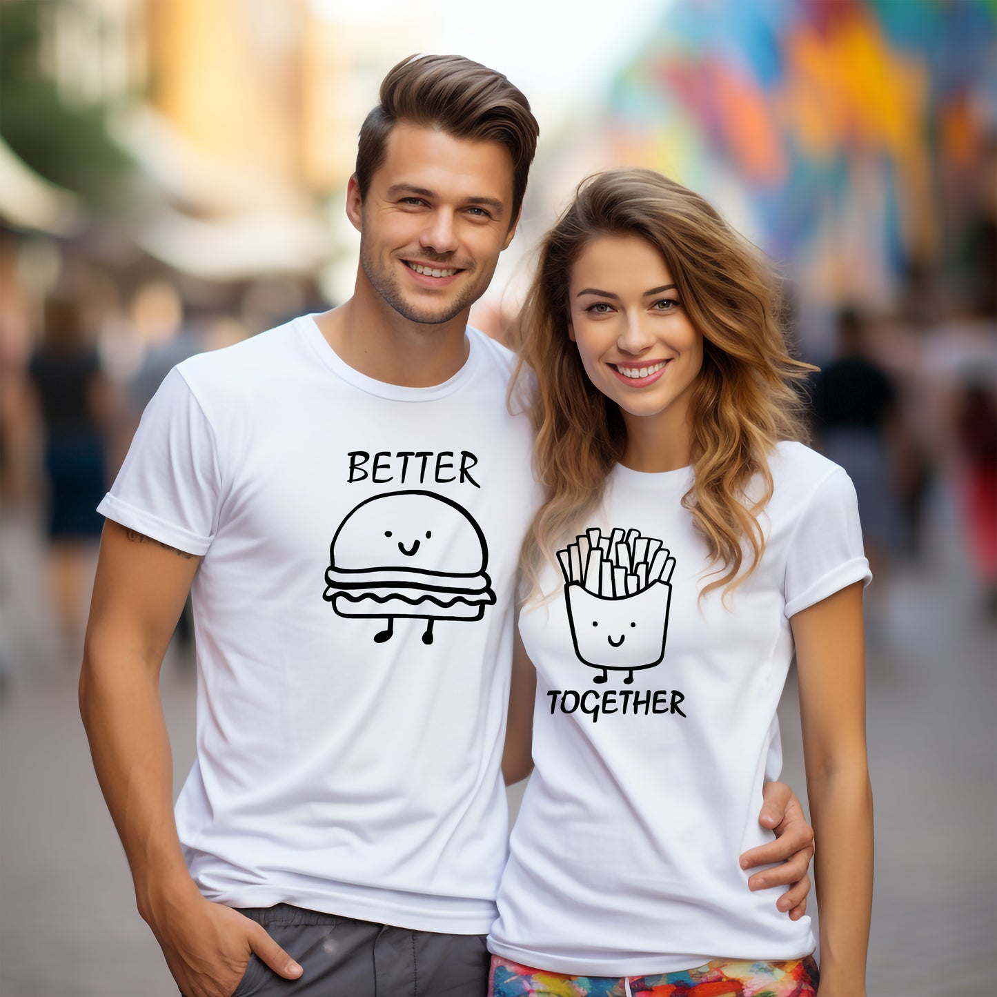 T-shirt Set – Better och Together – Hamburgare & Pommes Frites-Lovely Text