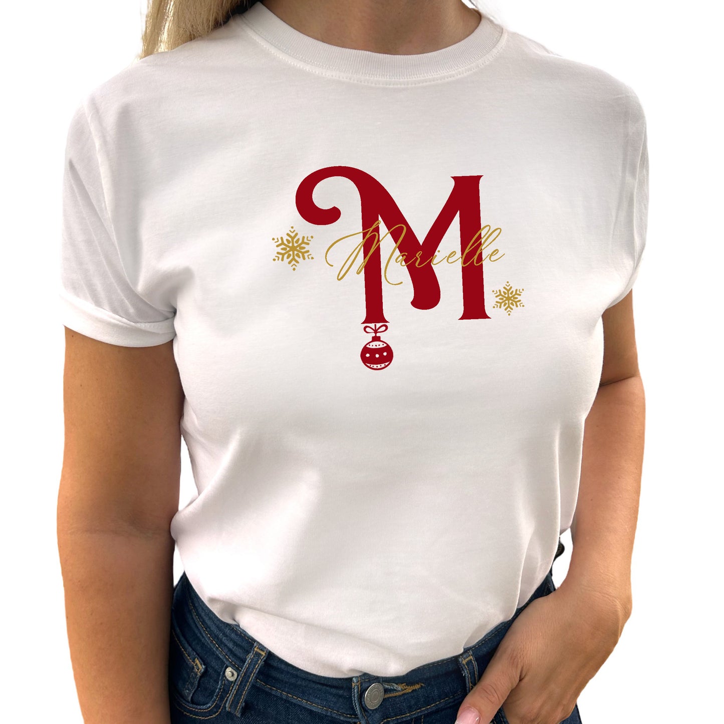 Julig Bokstav och Personligt Namn T-shirt