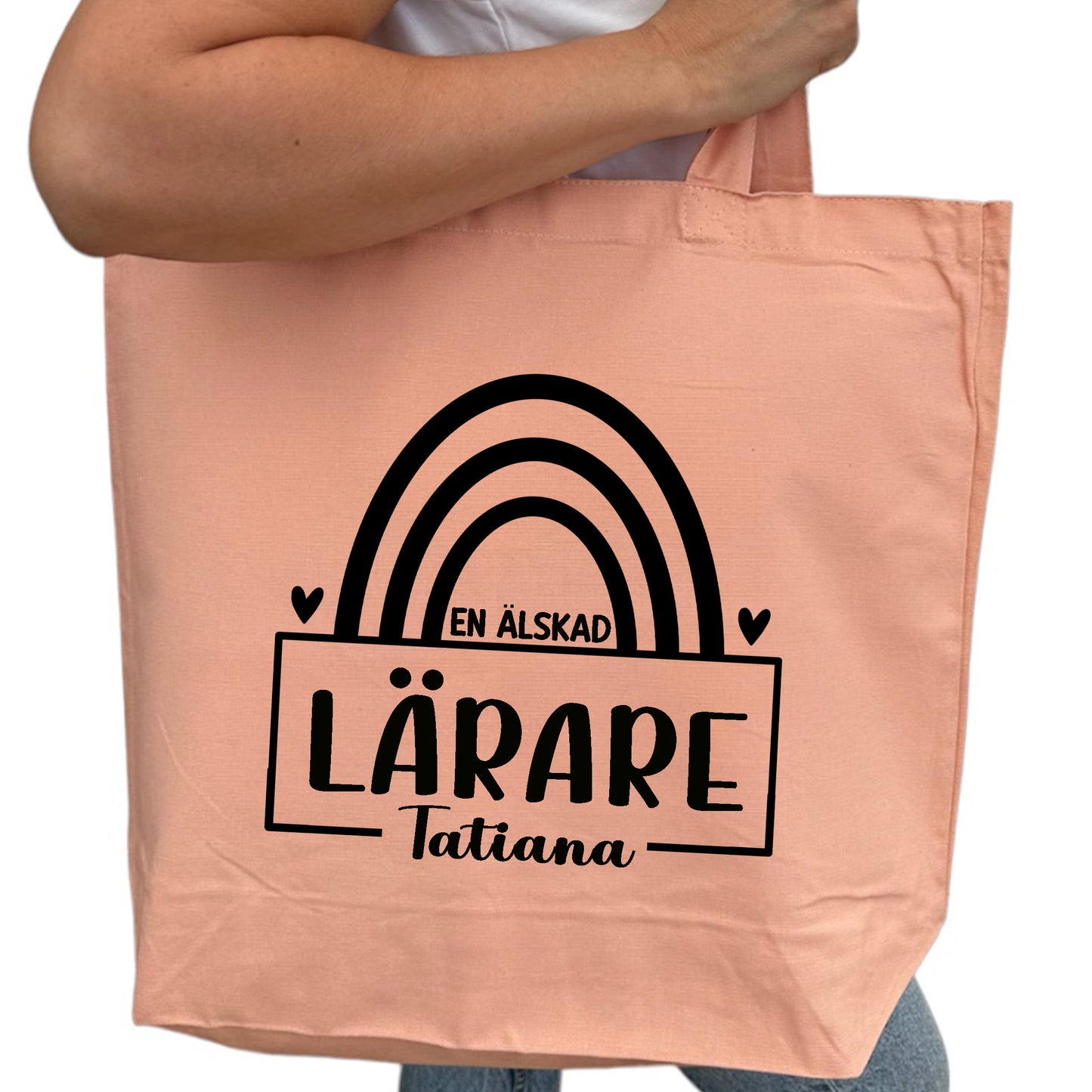 En älskad Lärare/Pedagog med Namn - Tygpåse Lärare-Lovely Text