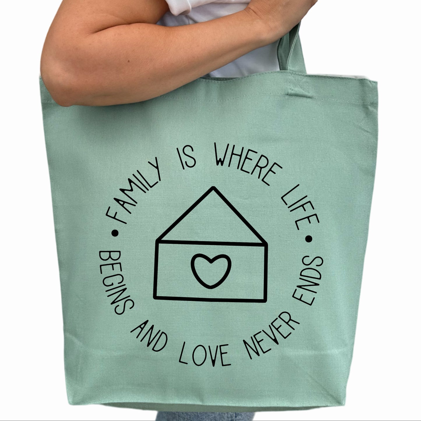 Family is where Life Begins and Love Never Ends Tygpåse