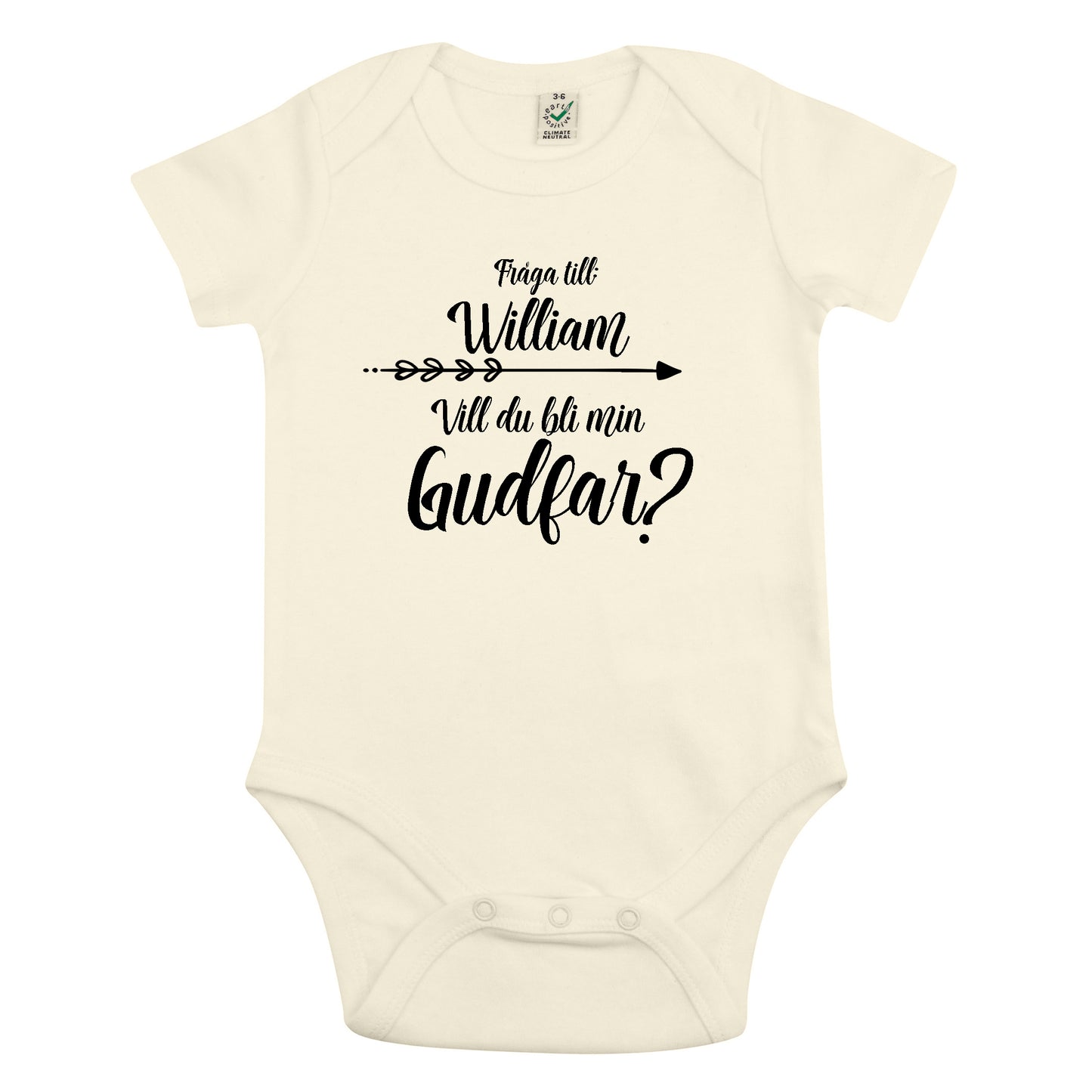Fråga till: <NAMN> Vill du bli min Gudmor/Gudfar? Babybody Nyfödd