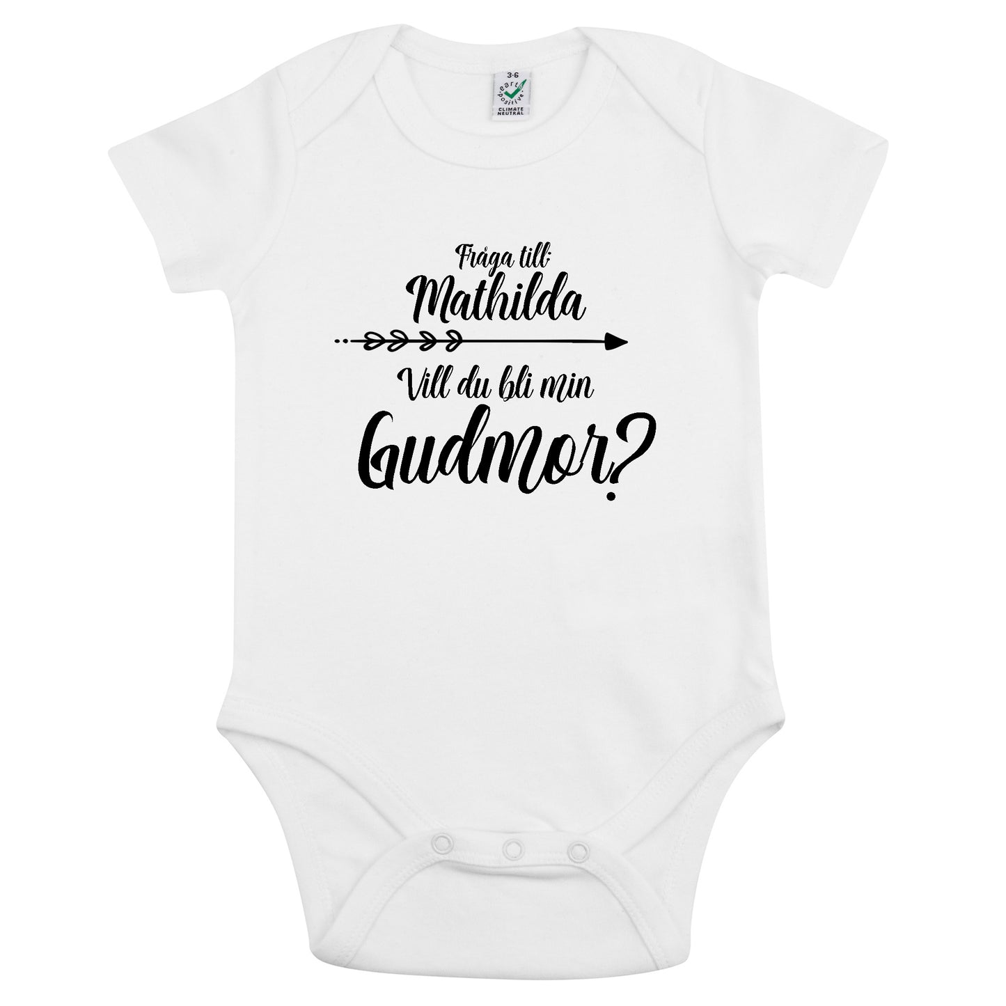 Fråga till: <NAMN> Vill du bli min Gudmor/Gudfar? Babybody Nyfödd