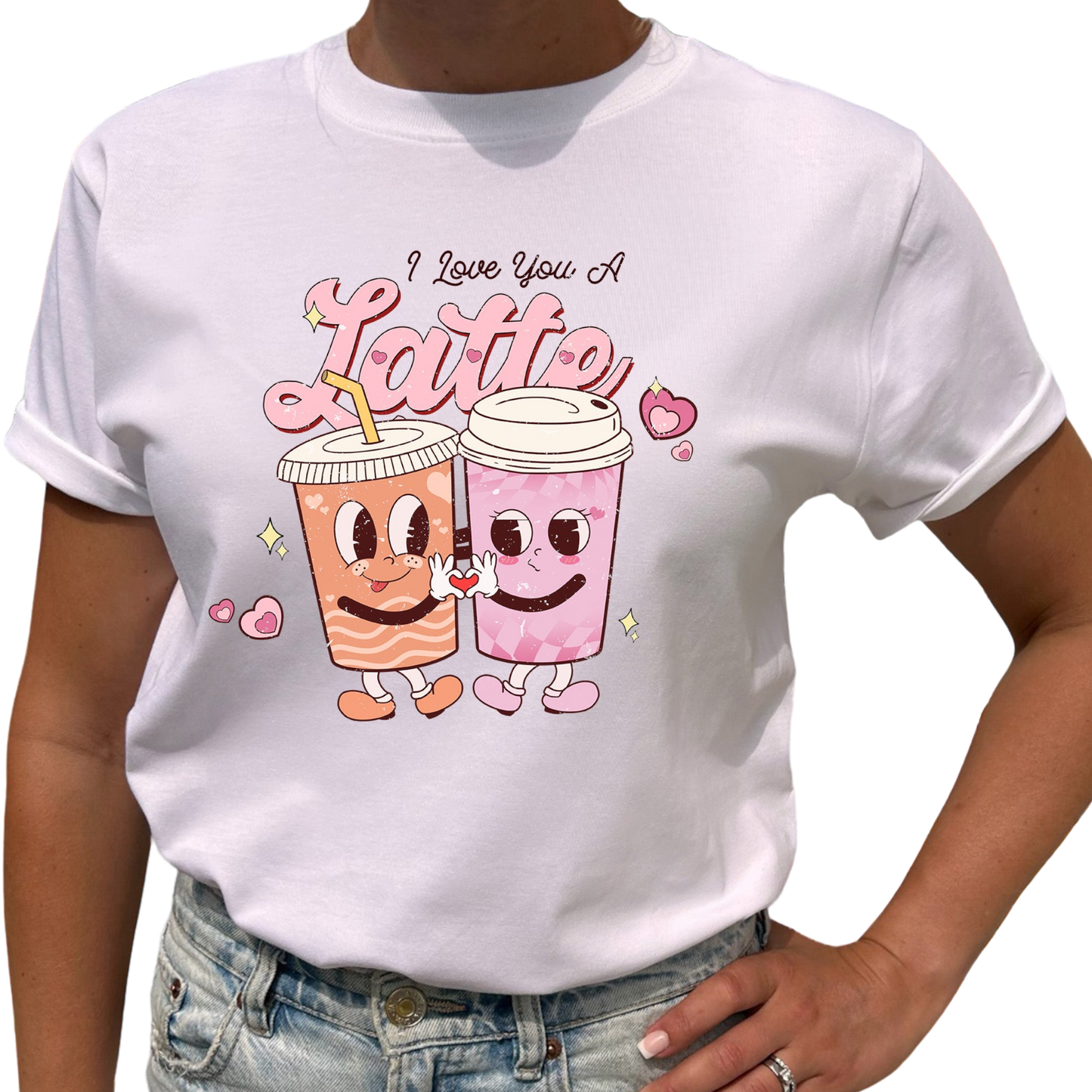 I Love You a Latte Dam T-shirt – För kaffeälskaren på alla hjärtans dag-Lovely Text
