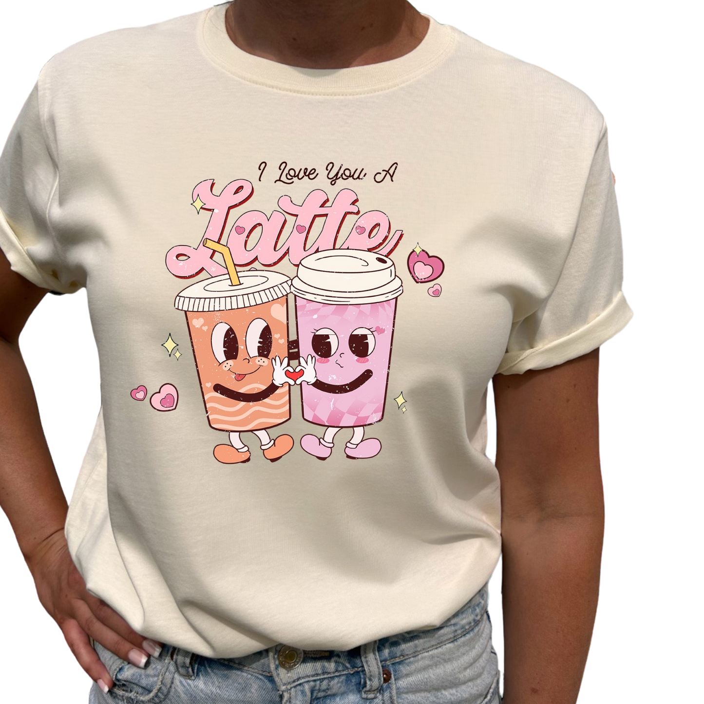 I Love You a Latte Dam T-shirt – För kaffeälskaren på alla hjärtans dag-Lovely Text