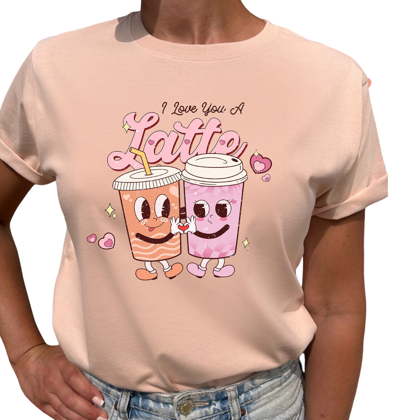 I Love You a Latte Dam T-shirt – För kaffeälskaren på alla hjärtans dag-Lovely Text
