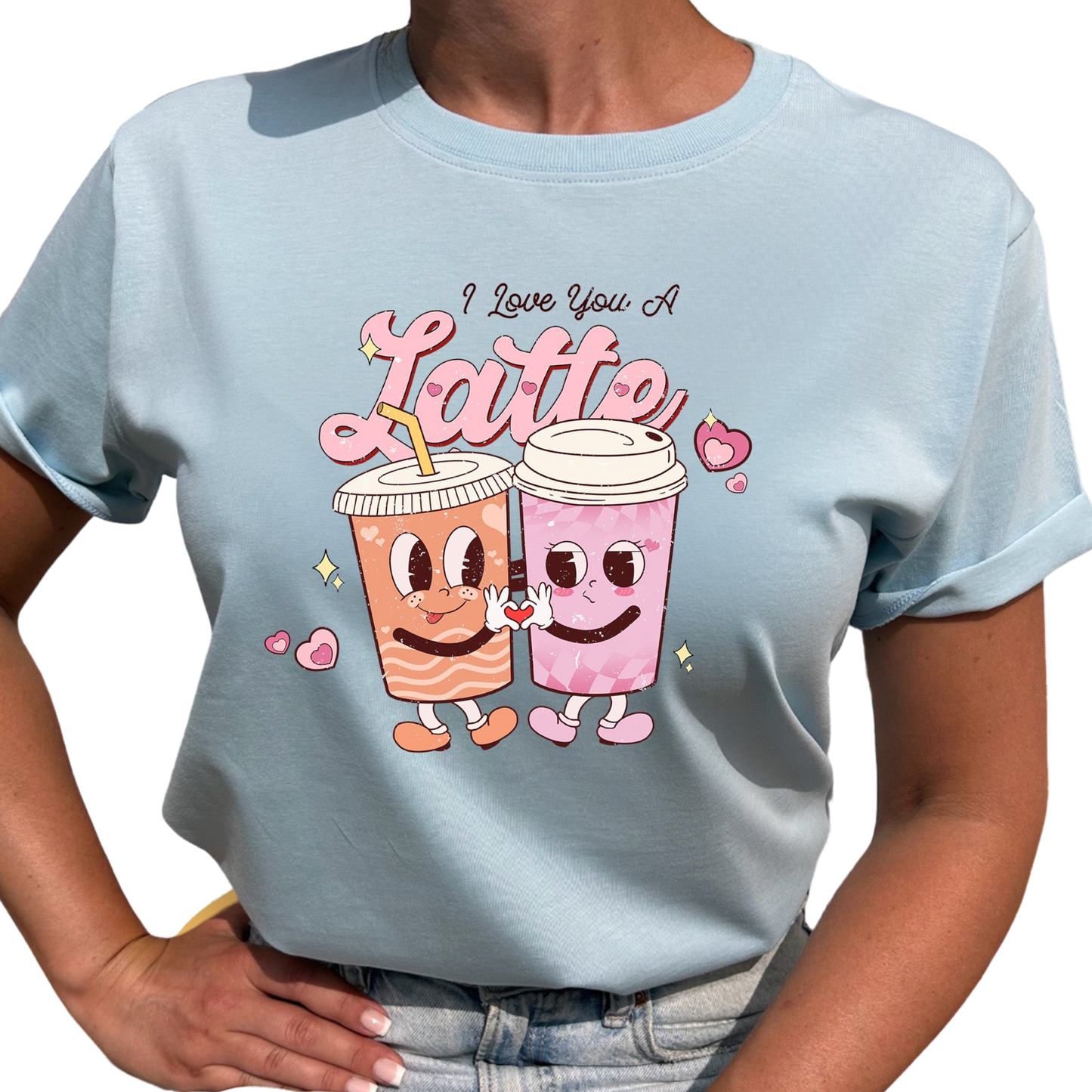 I Love You a Latte Dam T-shirt – För kaffeälskaren på alla hjärtans dag-Lovely Text