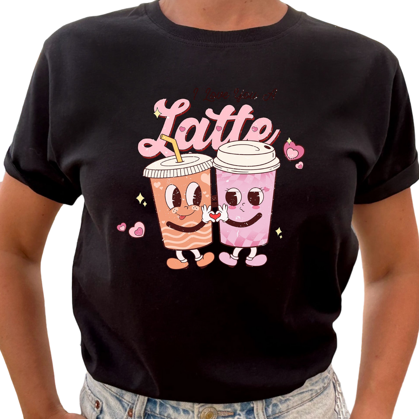 I Love You a Latte Dam T-shirt – För kaffeälskaren på alla hjärtans dag-Lovely Text