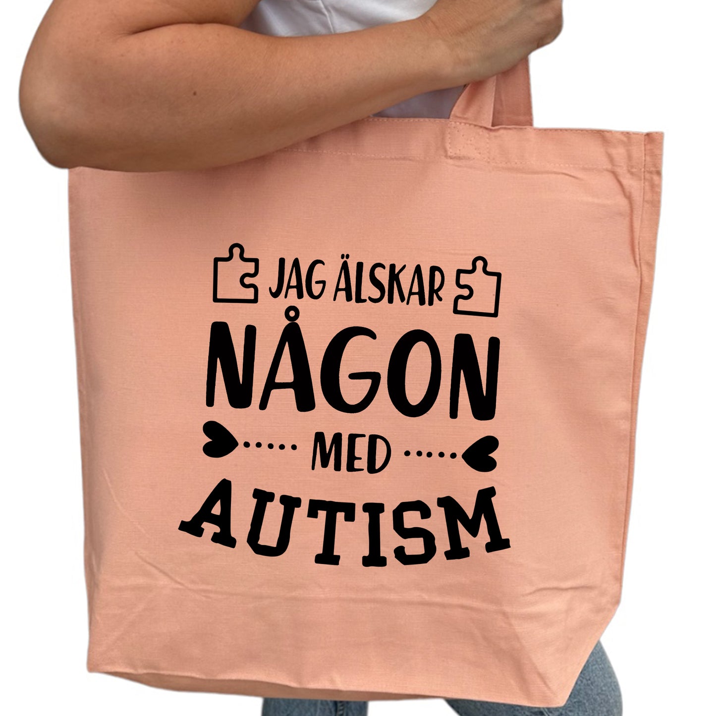 Jag älskar någon med Autism - Tygpåse 💙 Kärlek & acceptans – bär ditt stöd med stolthet!-Lovely Text