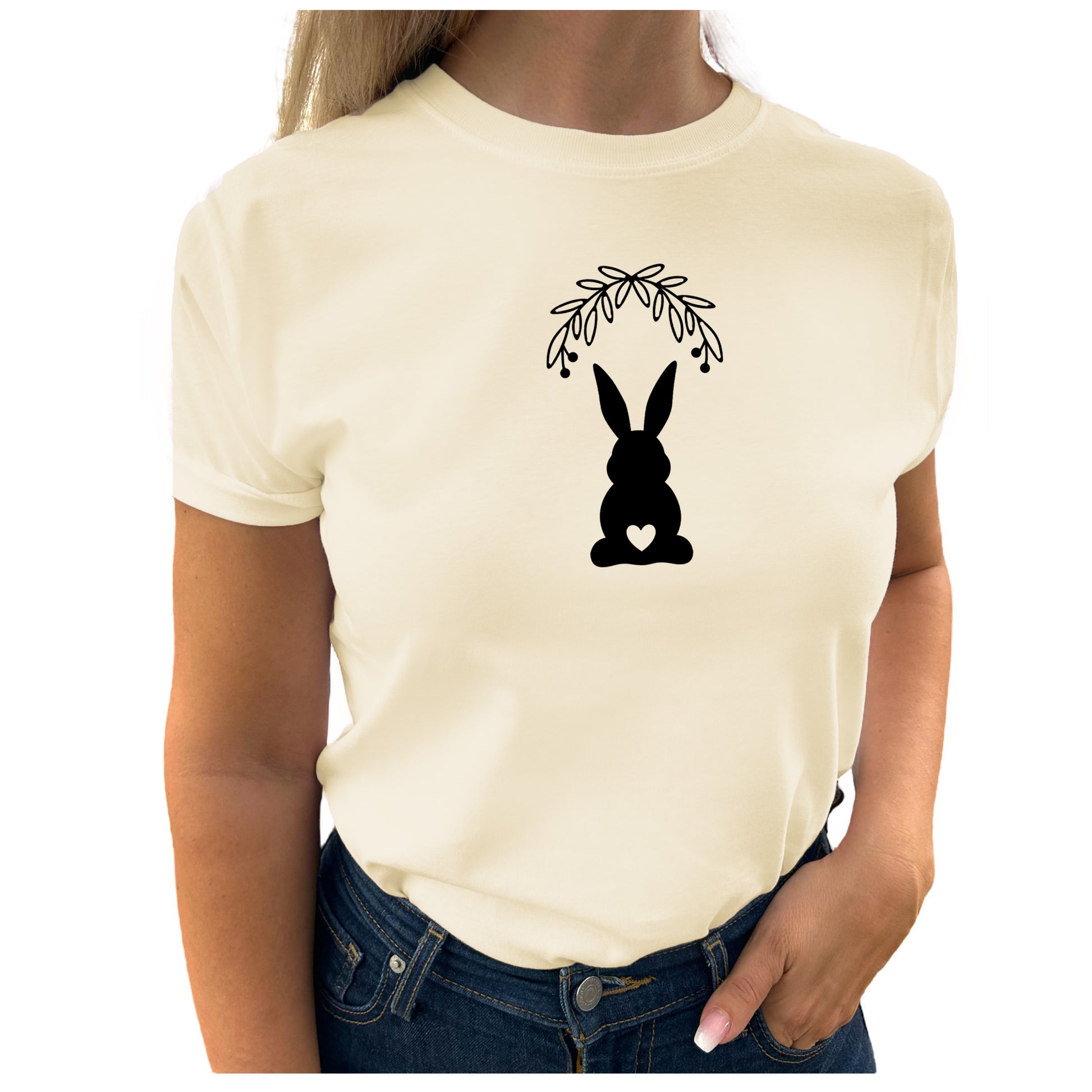 Tidlös Elegans T-shirt Kanin med Hjärtsvans-Lovely Text