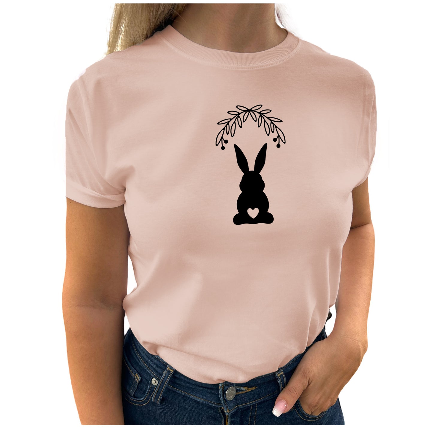 Tidlös Elegans T-shirt Kanin med Hjärtsvans-Lovely Text