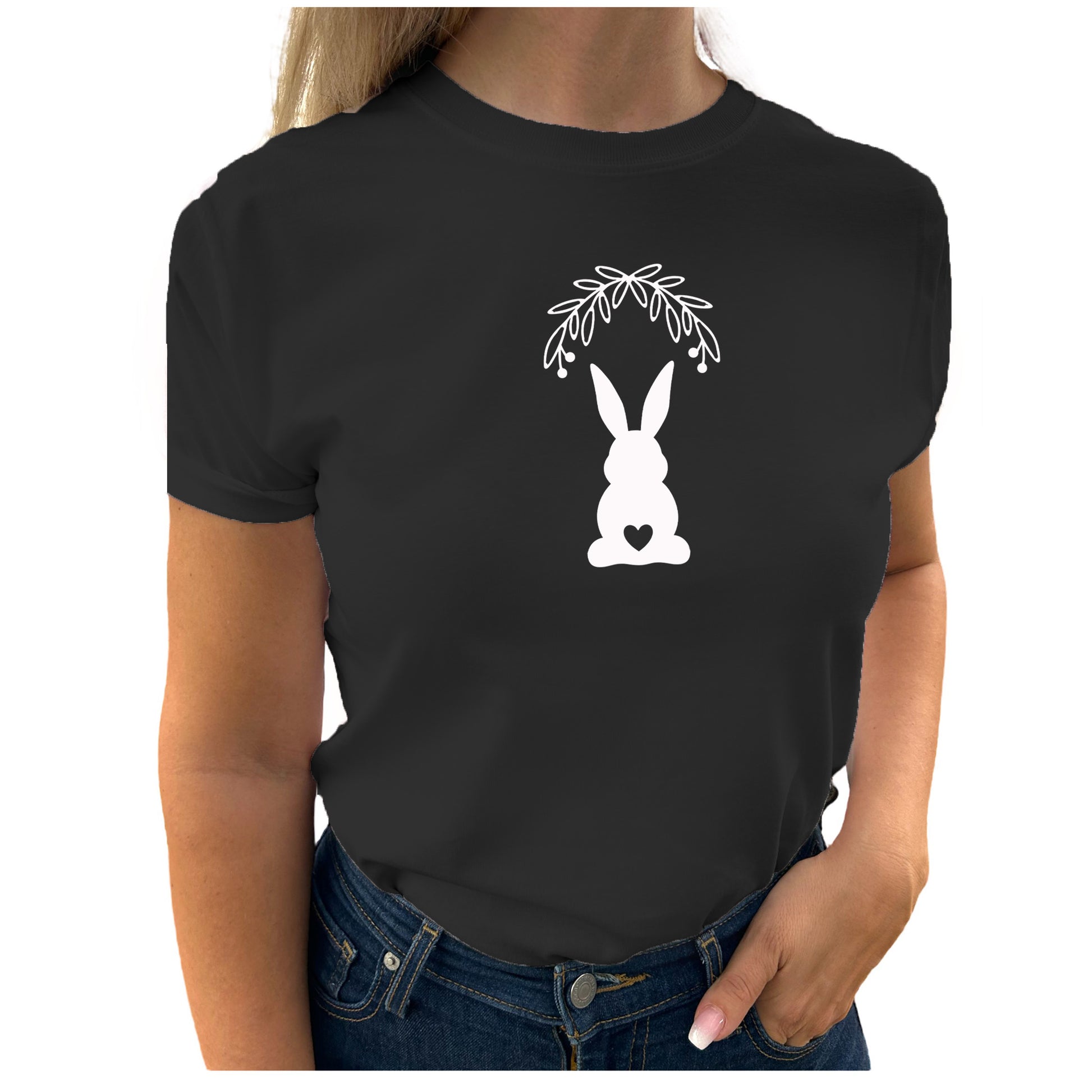 Tidlös Elegans T-shirt Kanin med Hjärtsvans-Lovely Text