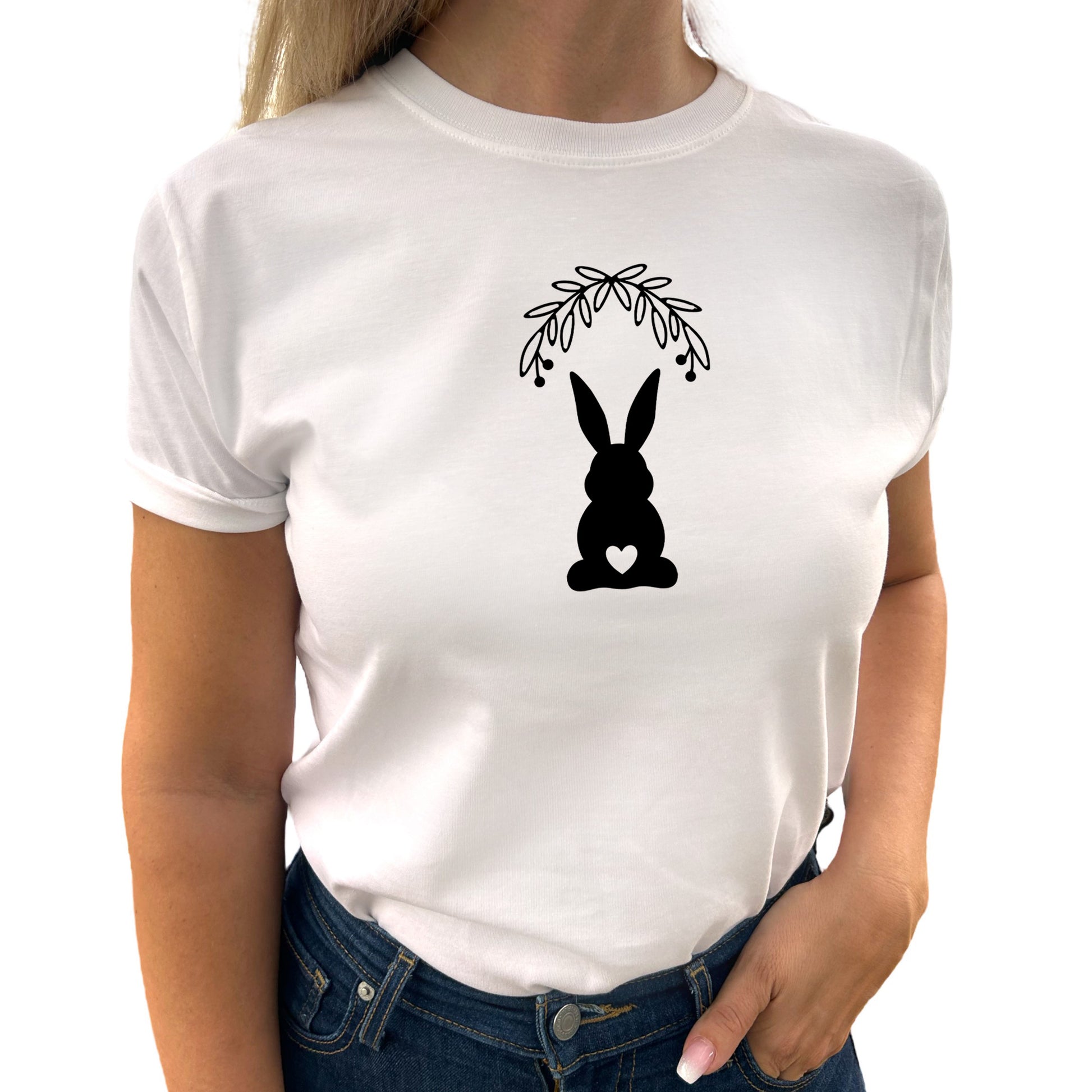 Tidlös Elegans T-shirt Kanin med Hjärtsvans-Lovely Text