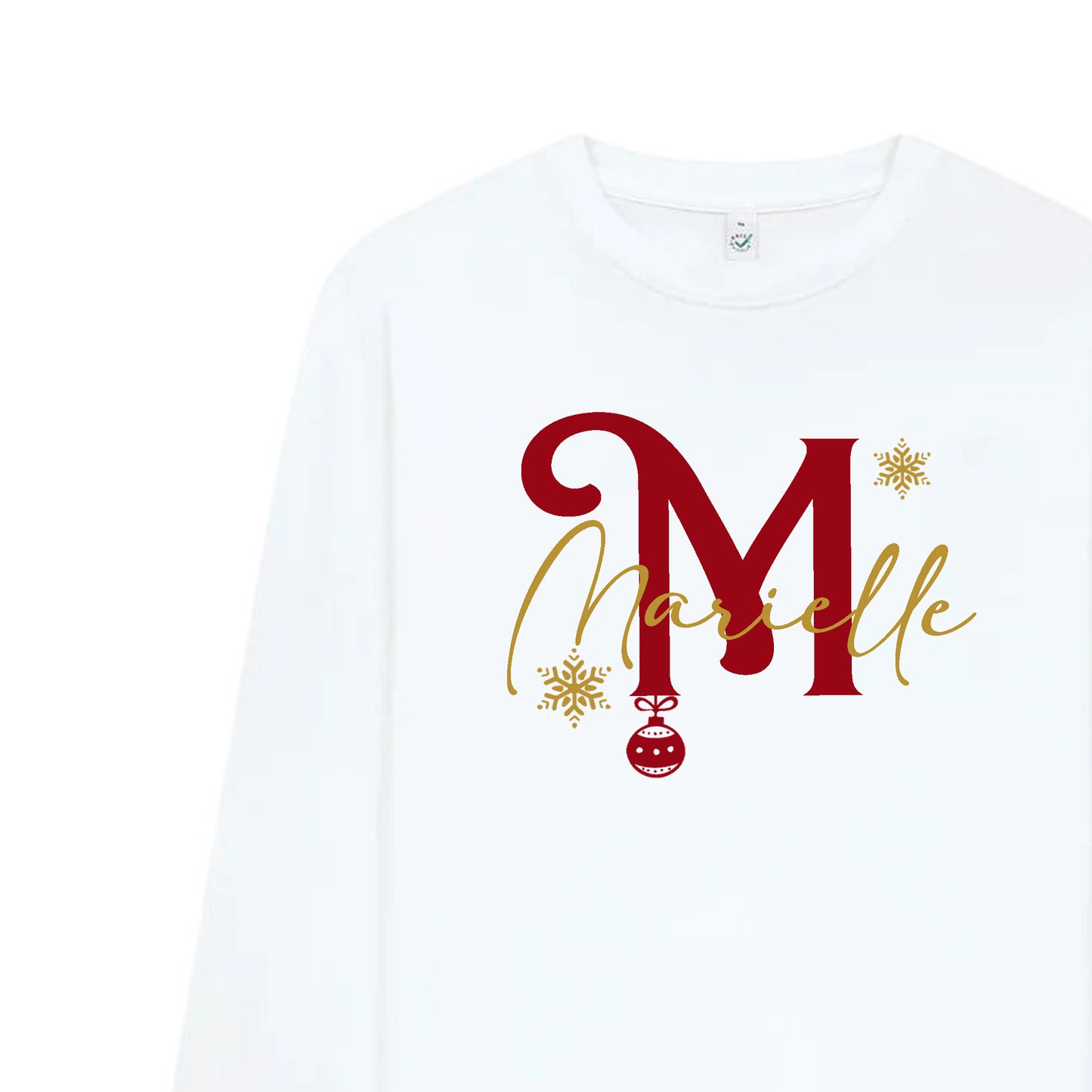 Julig Långärmad T-shirt med Bokstav & Namn – Unisex