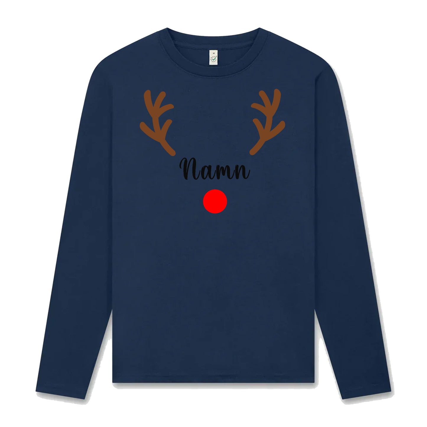 Rudolf med Personligt Namn Långärmad Jul T-shirt