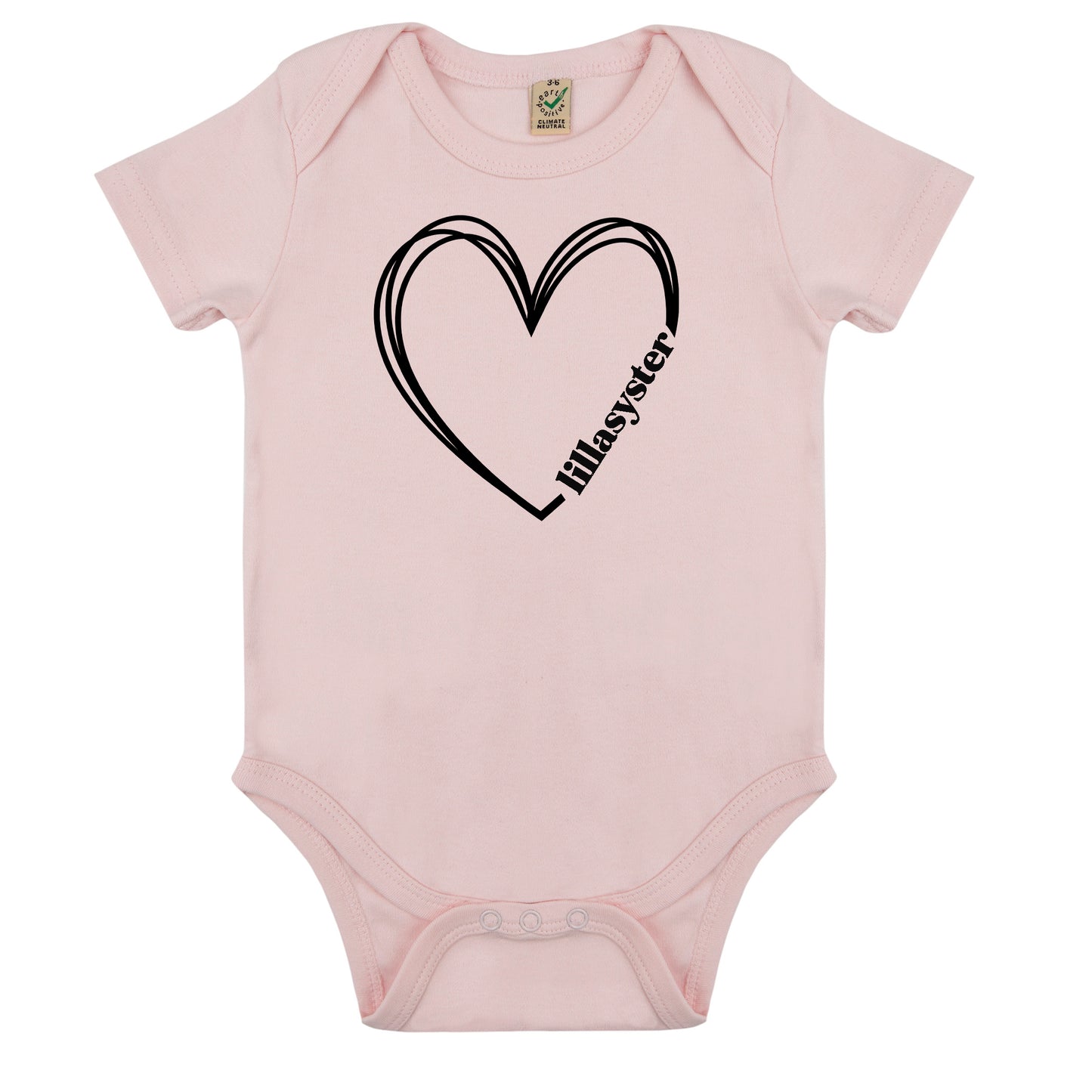 Lillasyster Hjärta Babybody Nyfödd-Lovely Text