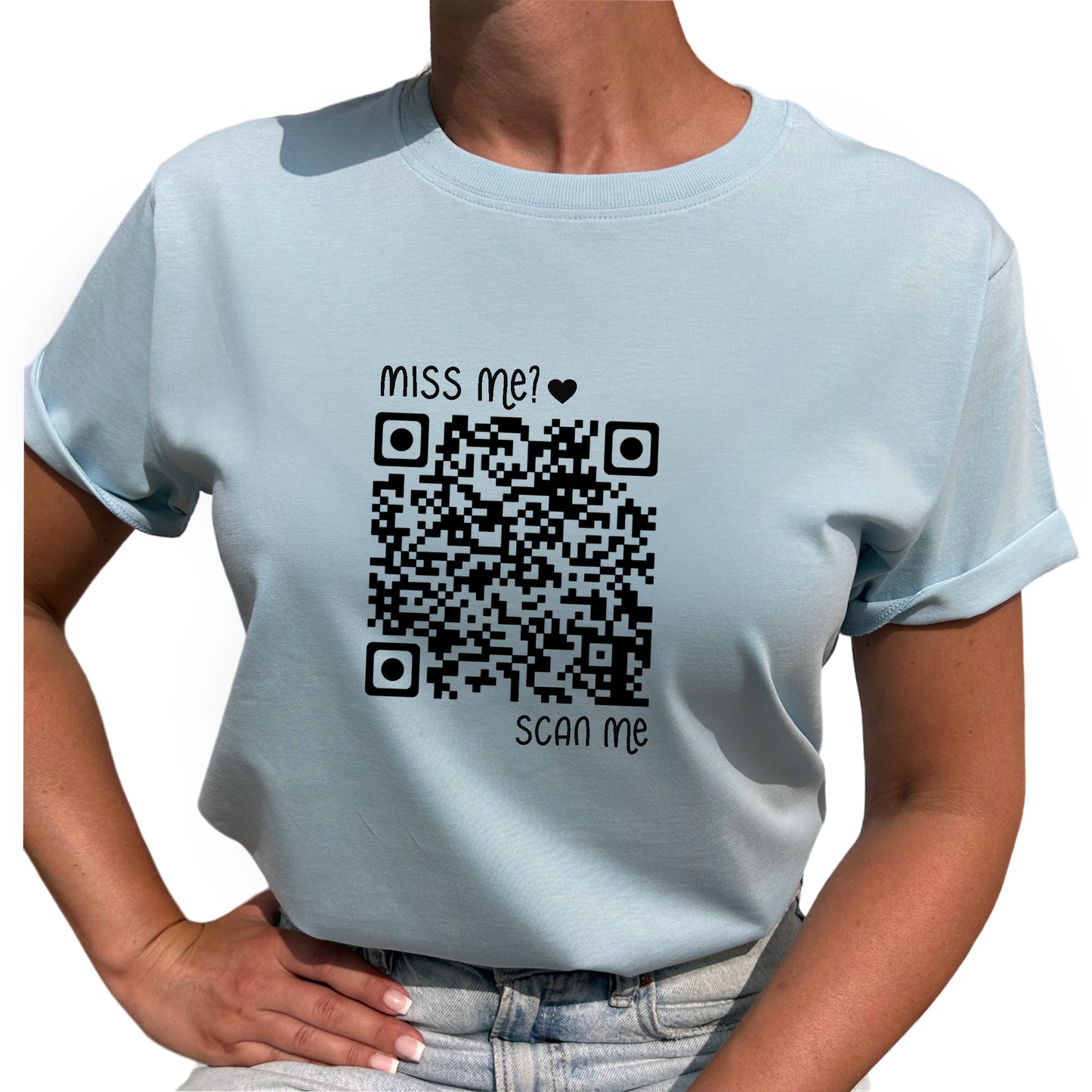 Miss Me? Scan Me QR kod T-shirt