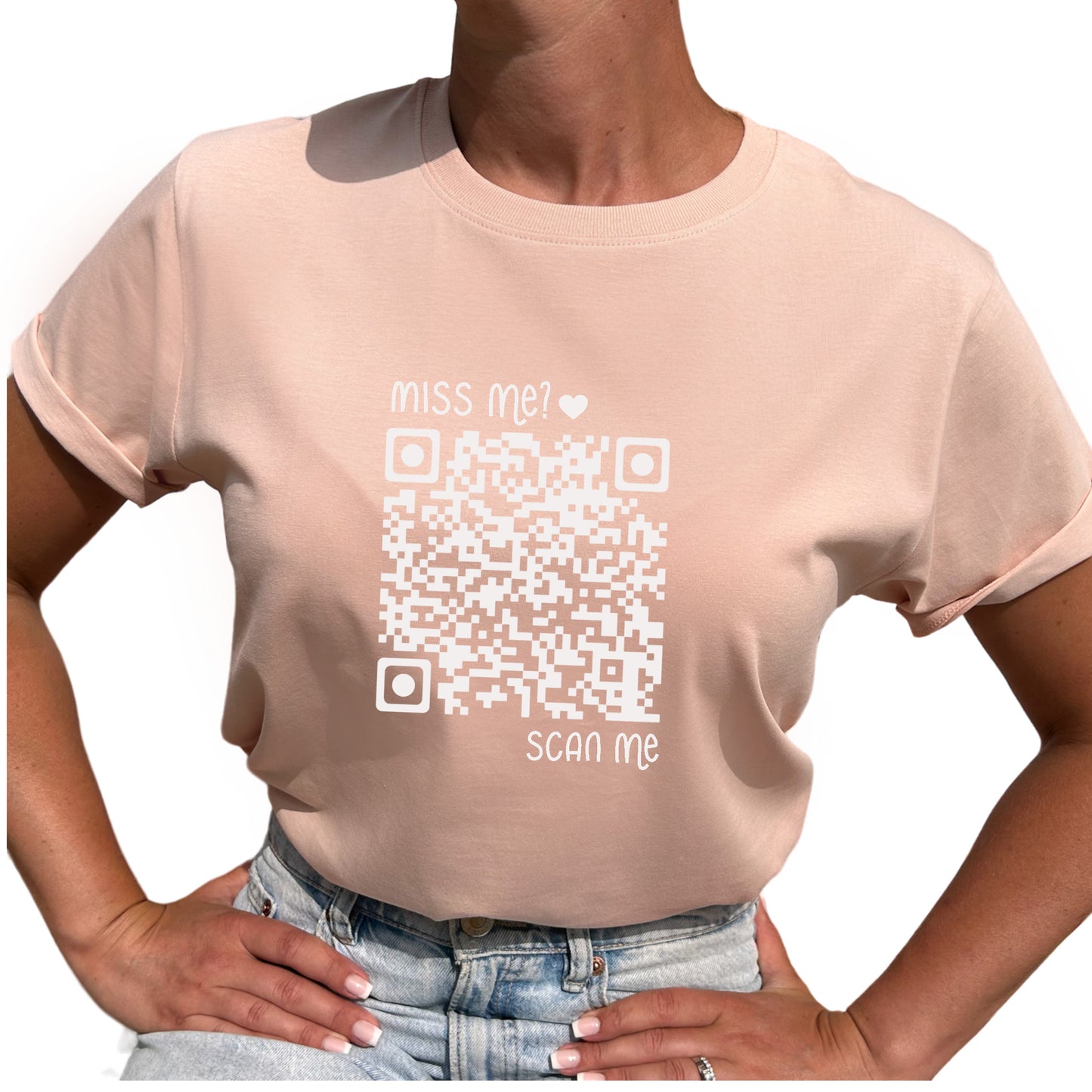 Miss Me? Scan Me QR kod T-shirt