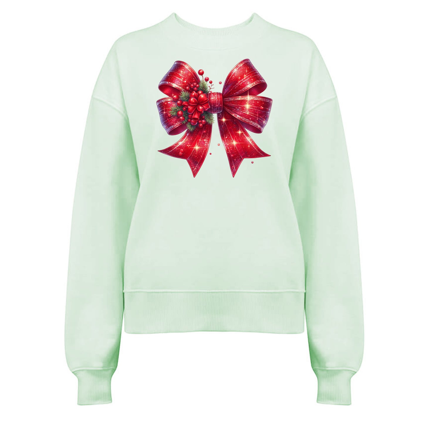 Röd Glittrig Jultröja med Mistletoe Rosett – För En Glittrande Jul-Lovely Text