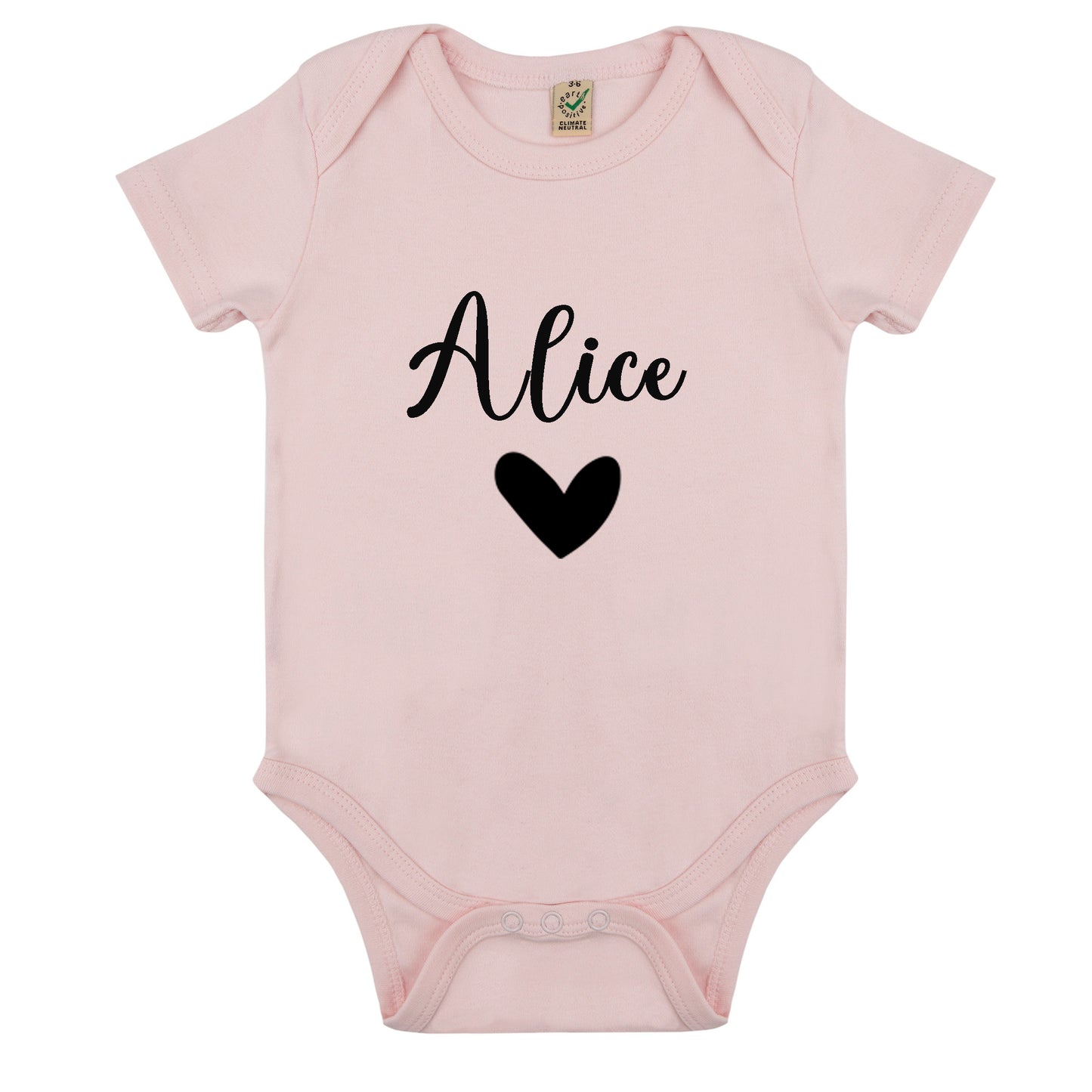 Namn Hjärta Babybody Nyfödd-Lovely Text