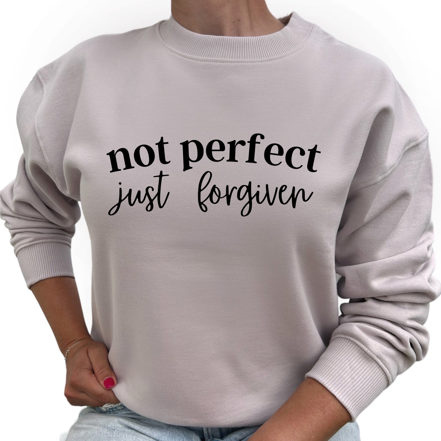 Not Perfect Just Forgiven Tröja-Lovely Text