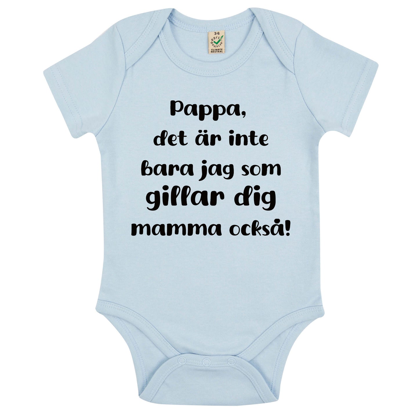 Babybody med kärlekshälsning – från mamma eller pappa-Lovely Text