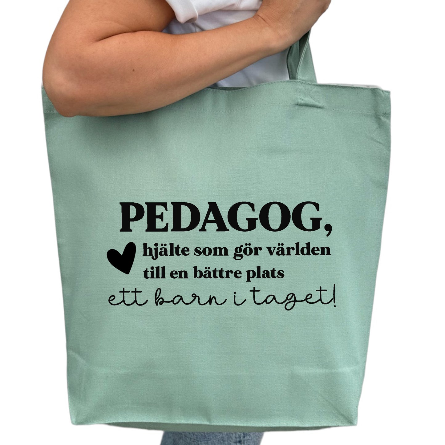 Pedagog/Lärare - Hjälte som gör världen till en bättre plats - Tygpåse Lärare-Lovely Text