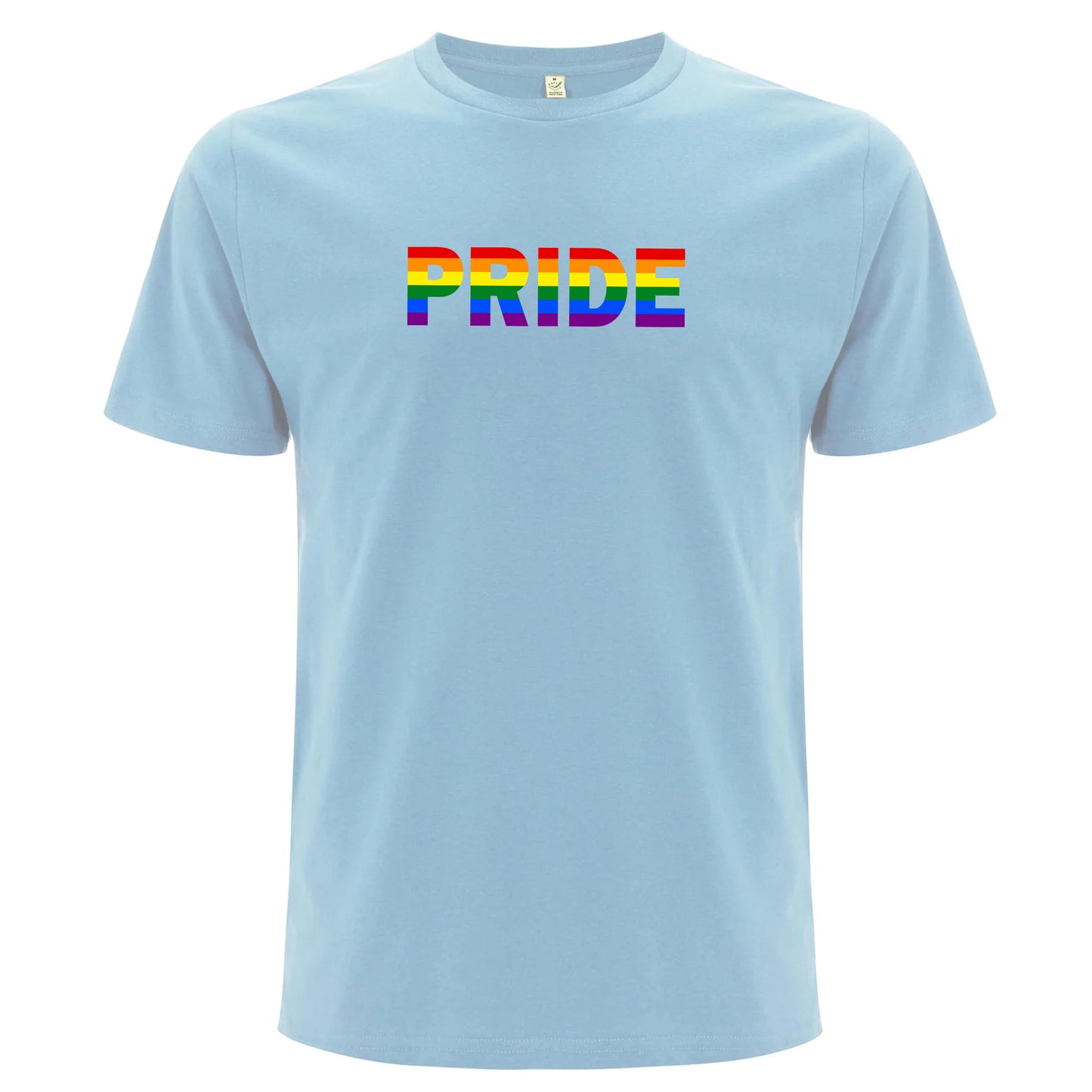 T-shirt med texten “Pride” i regnbågsfärg (Unisex)-Lovely Text
