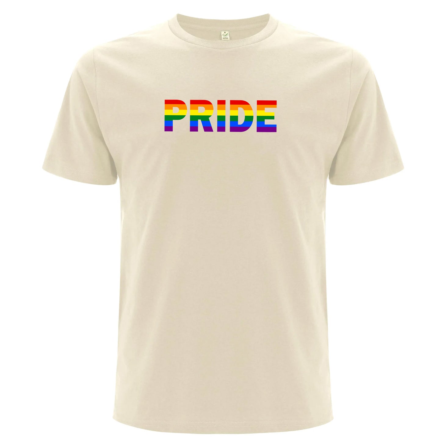 T-shirt med texten “Pride” i regnbågsfärg (Unisex)-Lovely Text