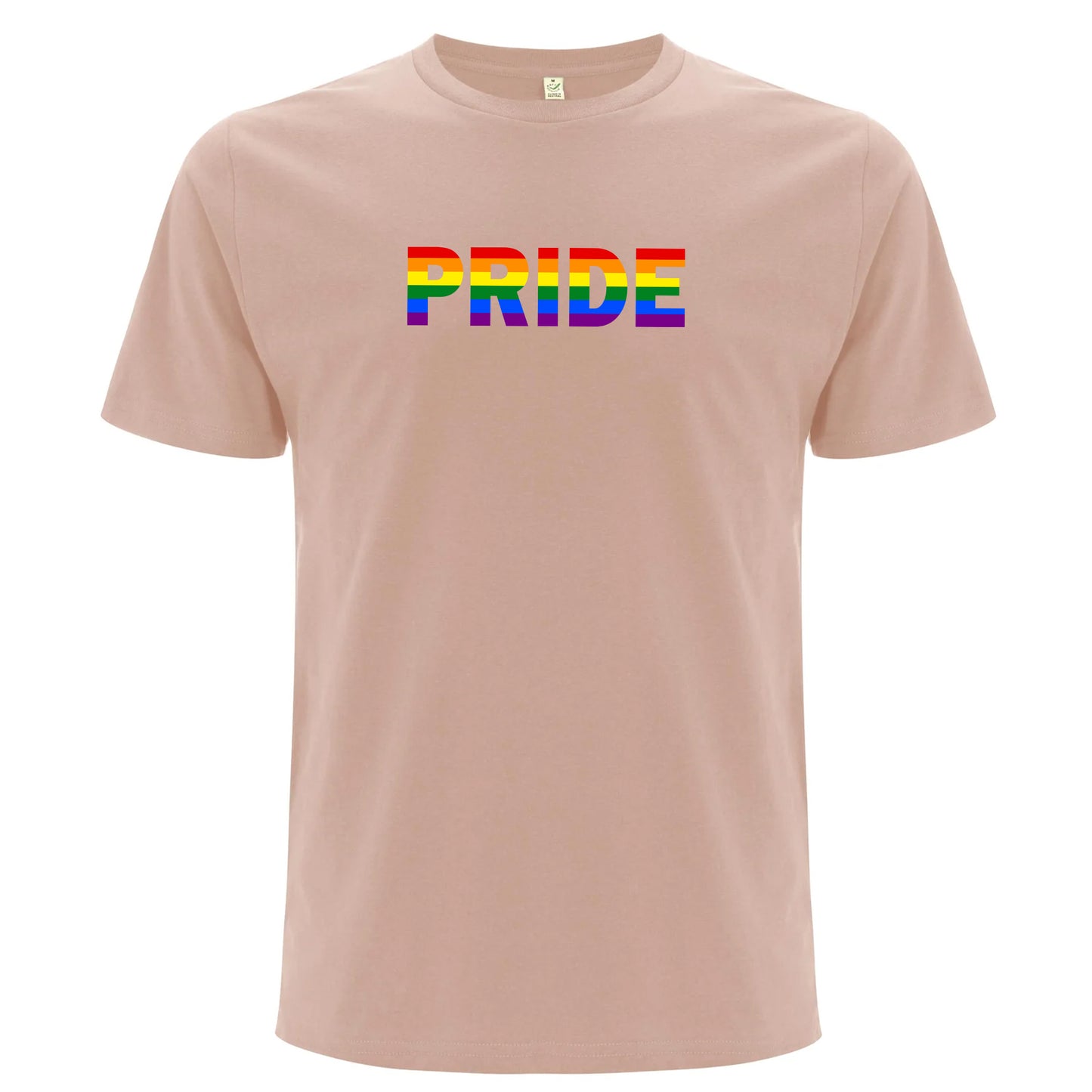 T-shirt med texten “Pride” i regnbågsfärg (Unisex)-Lovely Text