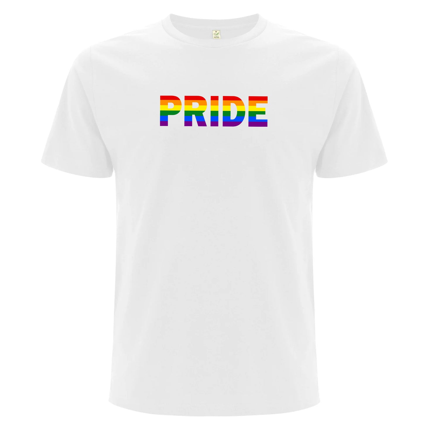 T-shirt med texten “Pride” i regnbågsfärg (Unisex)-Lovely Text