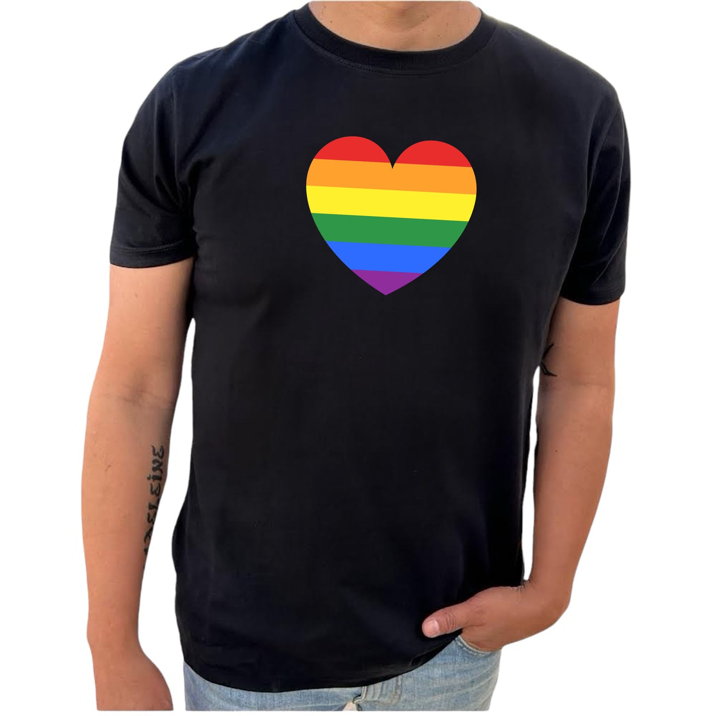 Pridehjärta – T-shirt med regnbågshjärta (Unisex)-Lovely Text