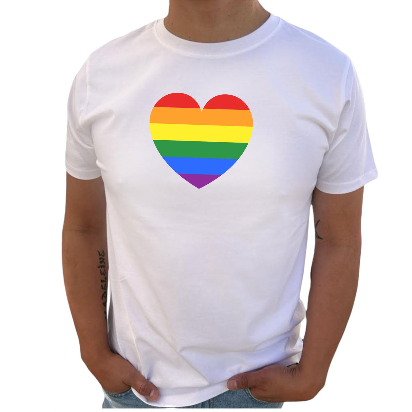 Pridehjärta – T-shirt med regnbågshjärta (Unisex)-Lovely Text