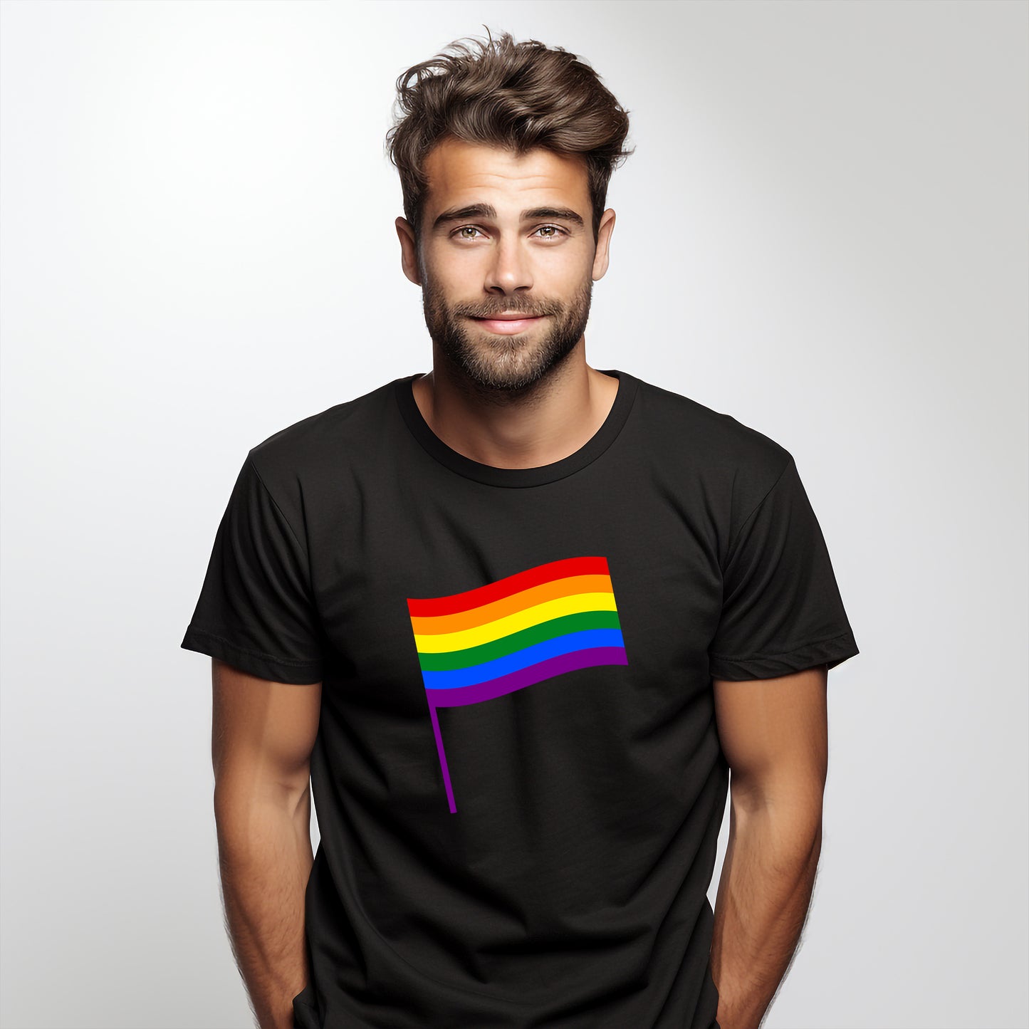 Pride T-shirt med flagga – Klassisk design (Unisex)-Lovely Text