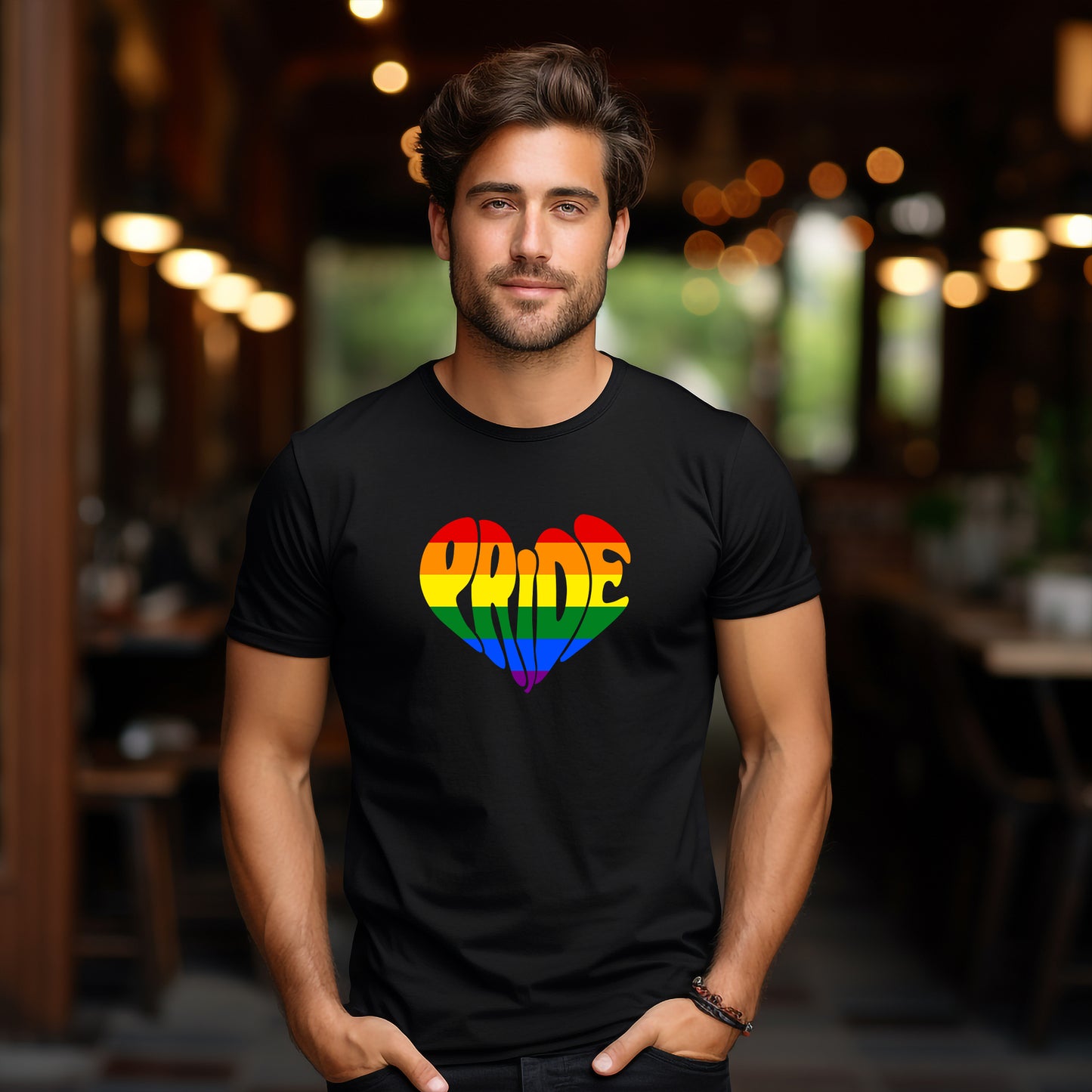 Pride – T-shirt med hjärtformat textmotiv (Unisex)-Lovely Text