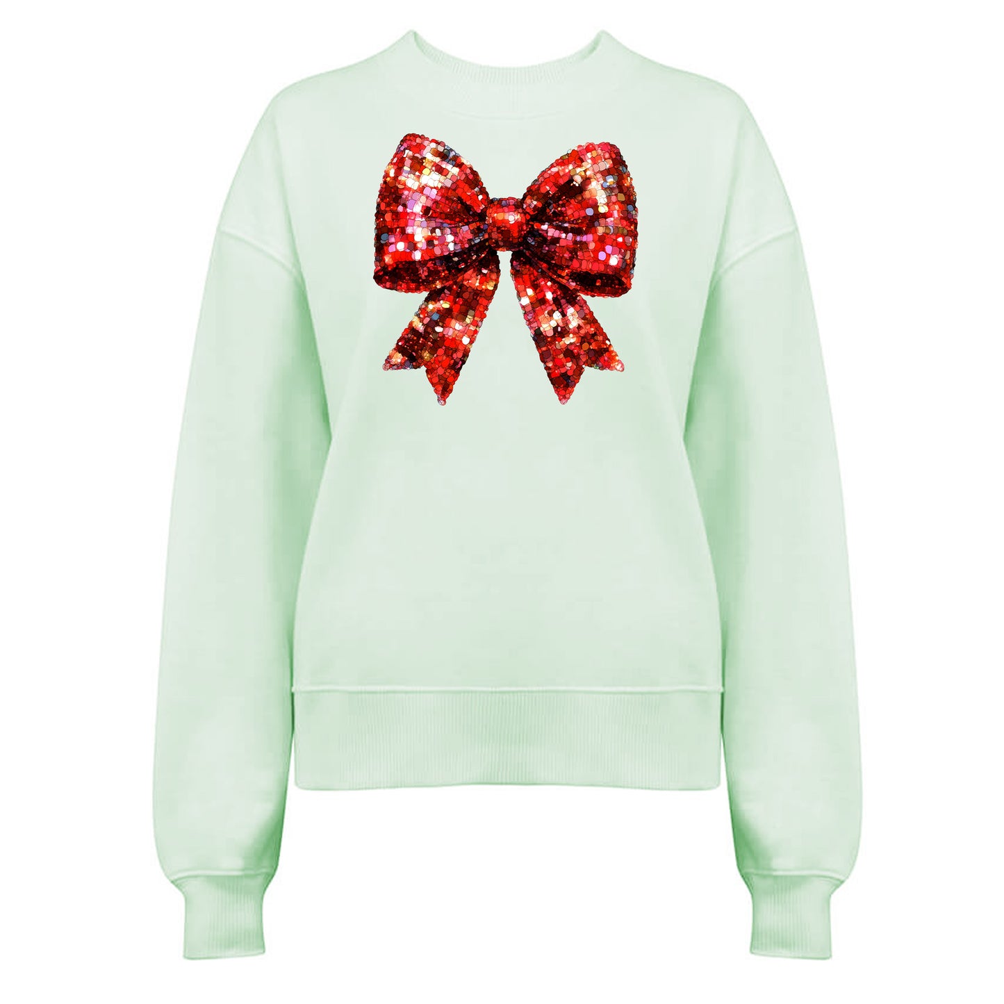 Jultröja med Glittrig Röd Rosett – Fyll Julen Med Glitter-Lovely Text