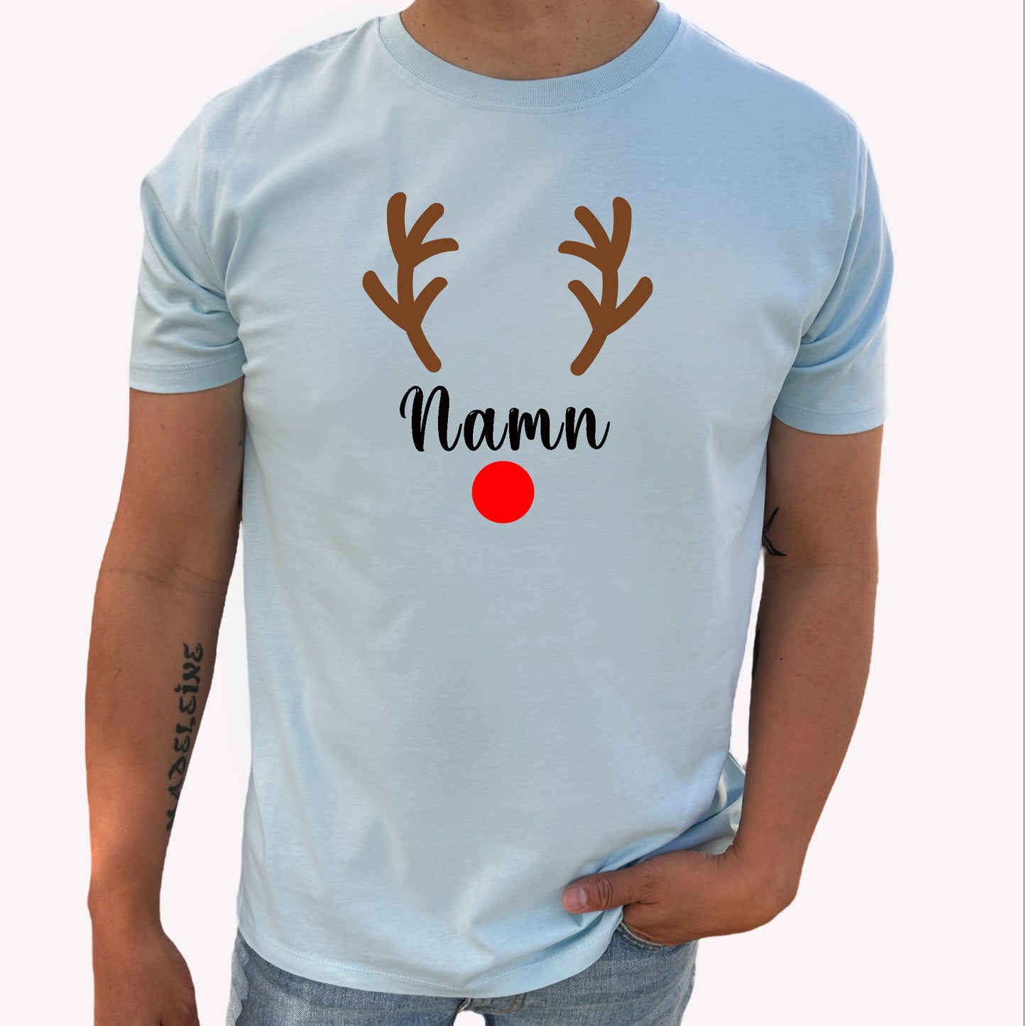 Rudolf med Personligt Namn Jul T-shirt