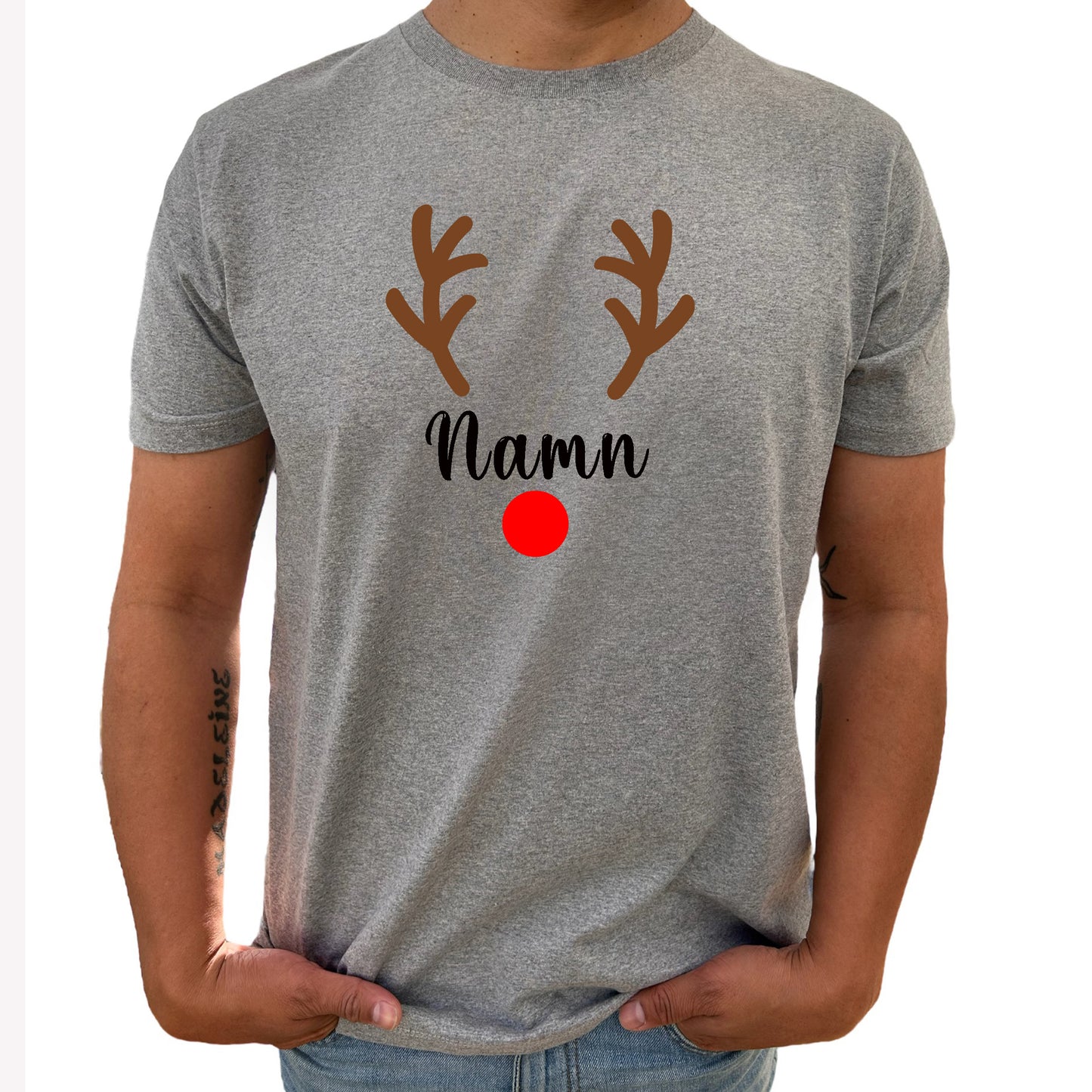 Rudolf med Personligt Namn Jul T-shirt