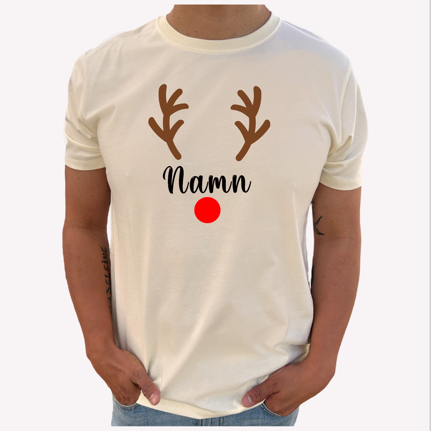 Rudolf med Personligt Namn Jul T-shirt