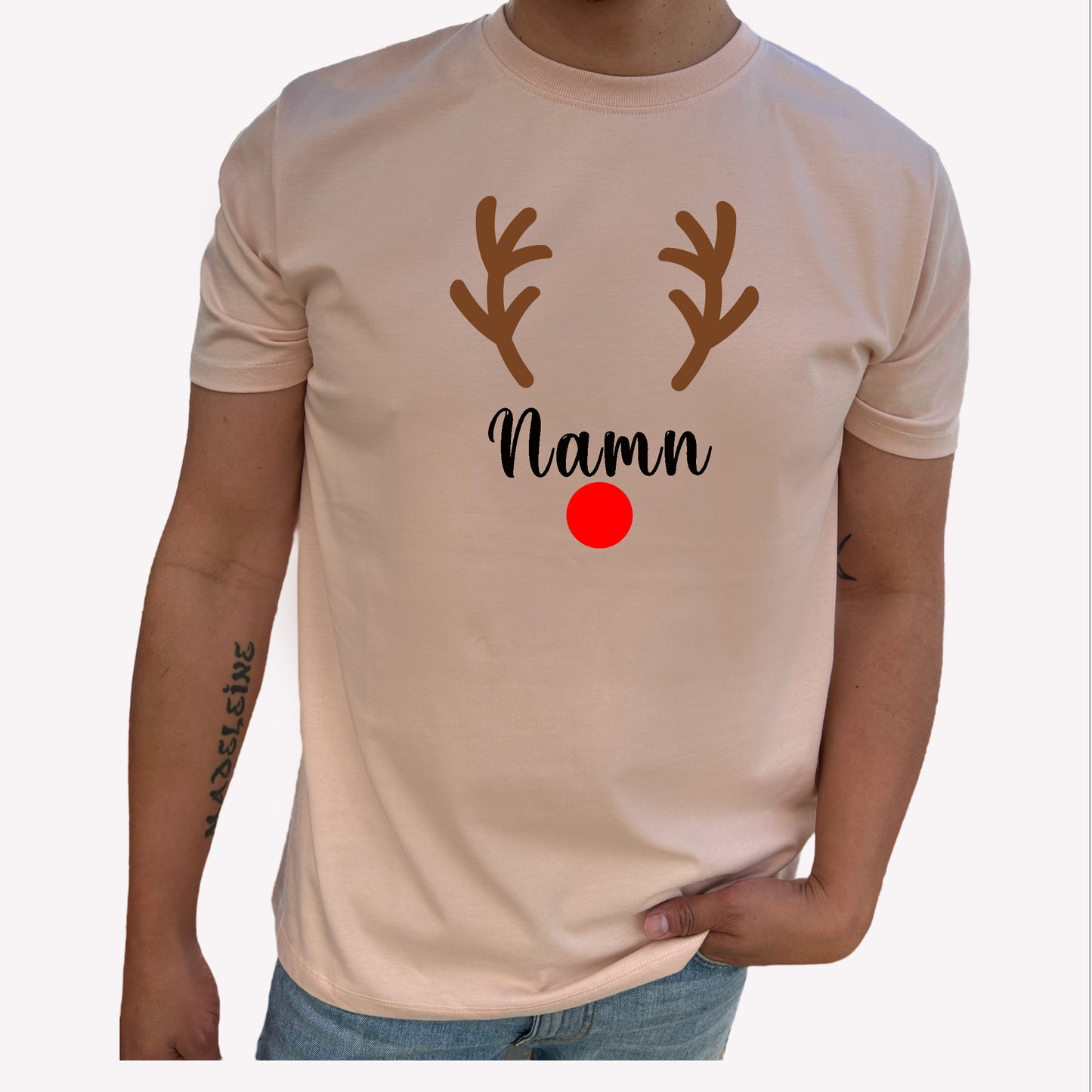 Rudolf med Personligt Namn Jul T-shirt