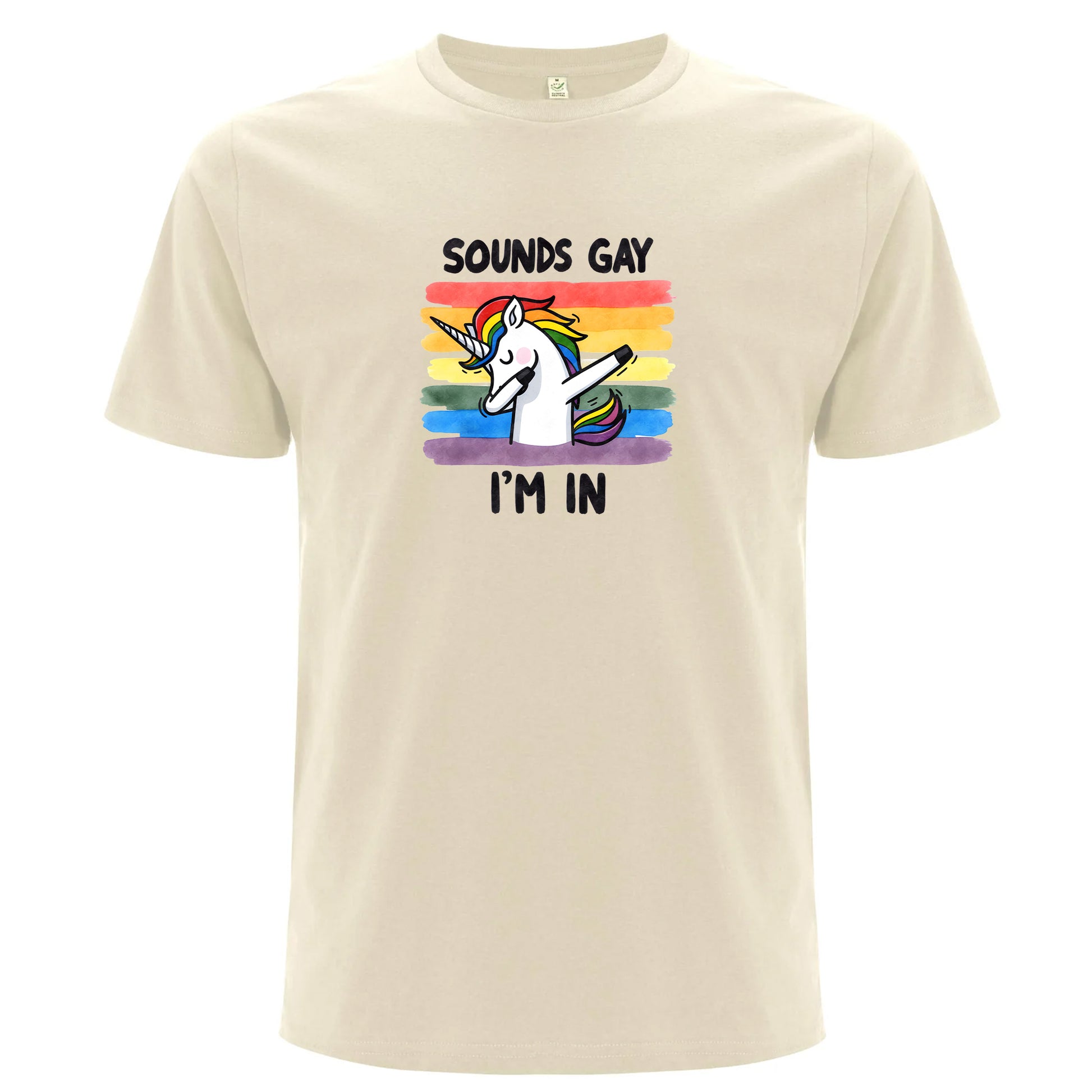 Sounds Gay, I’m In – T-shirt med enhörning (Unisex)-Lovely Text