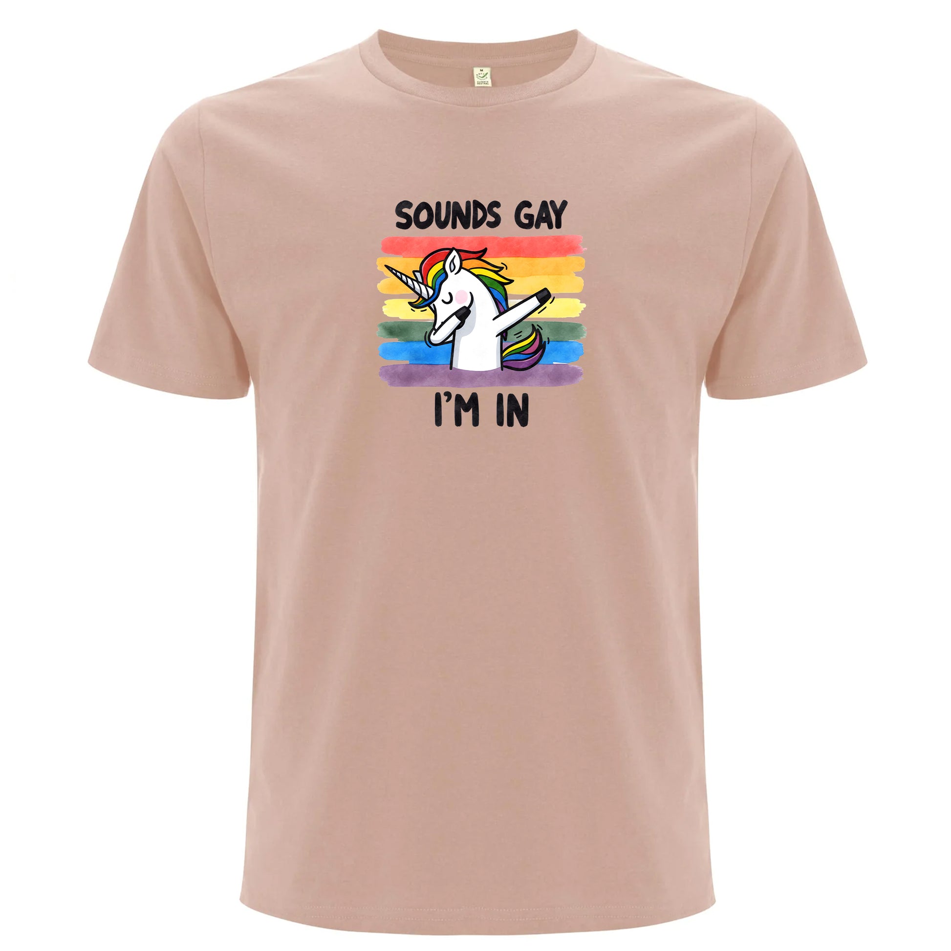 Sounds Gay, I’m In – T-shirt med enhörning (Unisex)-Lovely Text