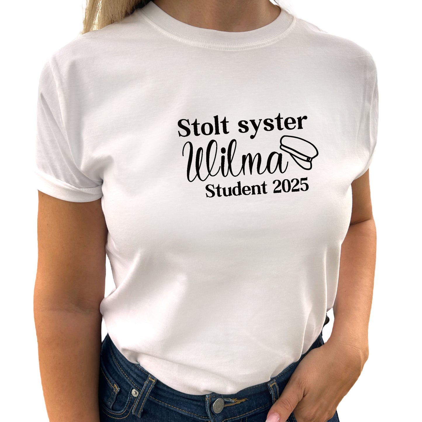 Stolt Mamma Student med Namn T-shirt-Lovely Text