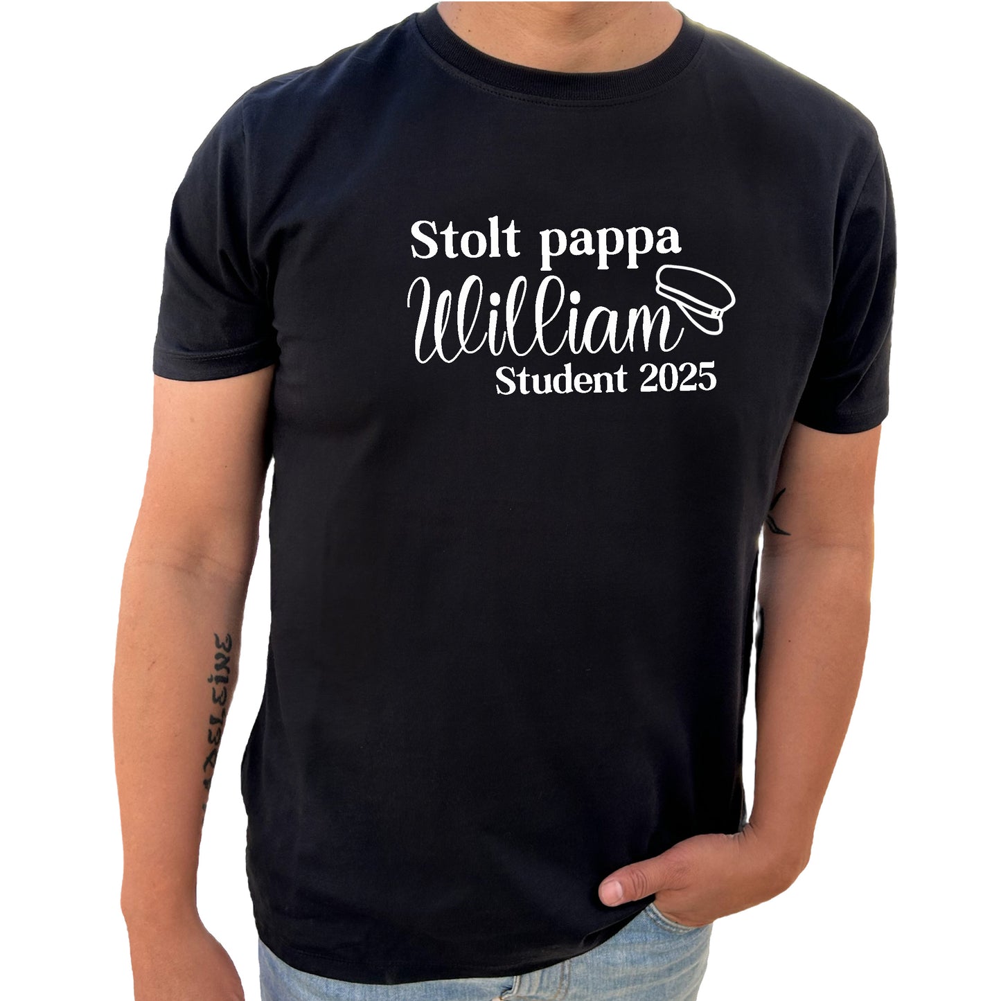 Stolt Pappa Student med Namn T-shirt-Lovely Text