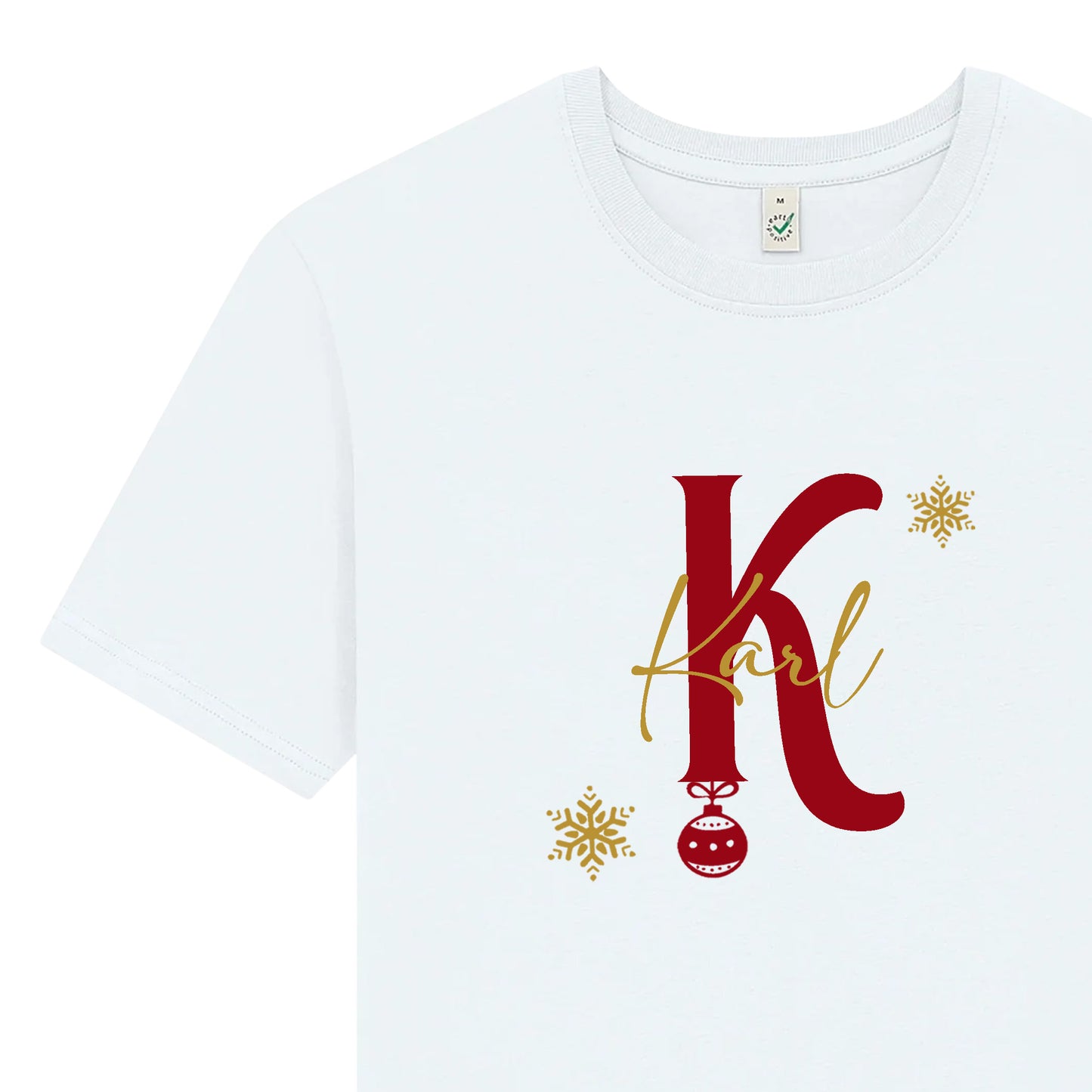 Julig T-shirt med Bokstav & Namn – Unisex