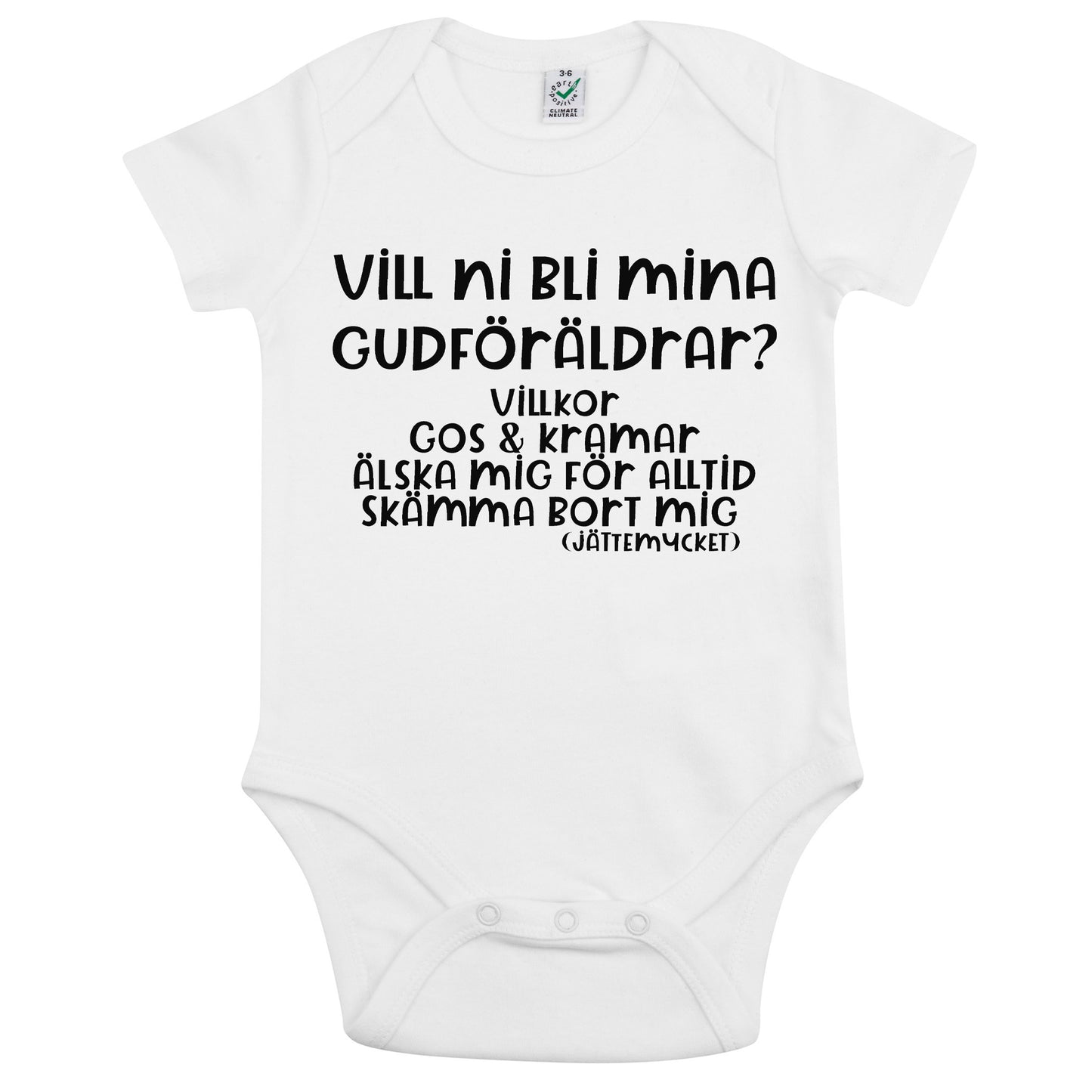 Vill ni bli mina Gudföräldrar? – Babybody med Gullig Text-Lovely Text